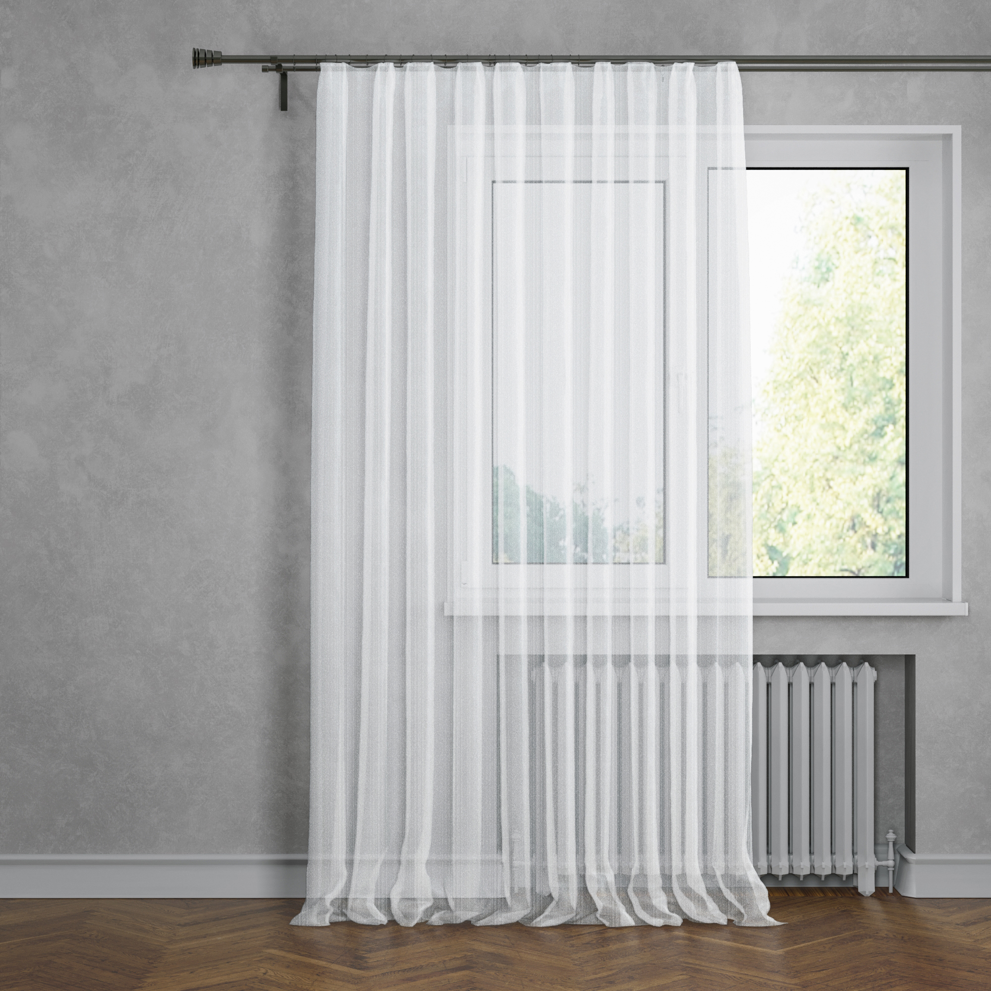 Изображение товара Тюль на ленте Толедо 300x270 см белый легкий прозрачный тканевый дизайн