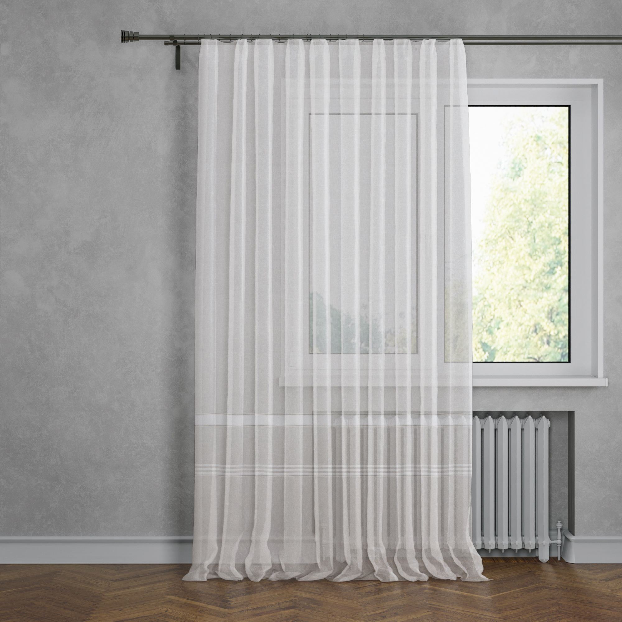 Изображение товара Тюль на ленте Ена 300x280 см белый легкий прозрачный тканевый материал