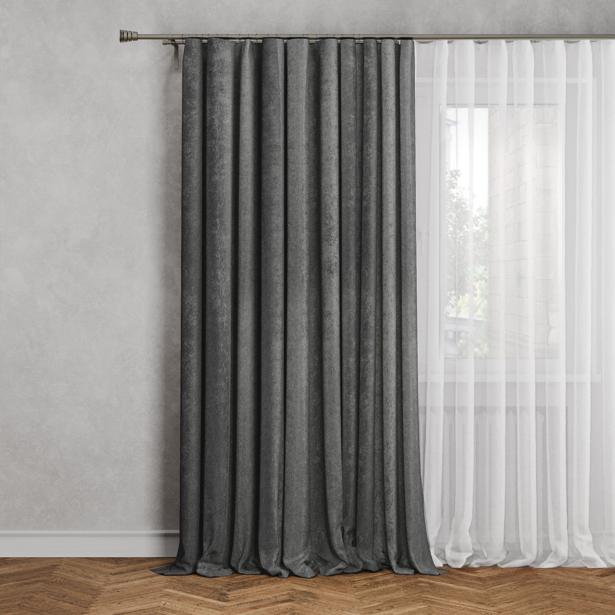 Изображение товара Штора на ленте Lusi 160x280 см серого цвета от MIAMOZA