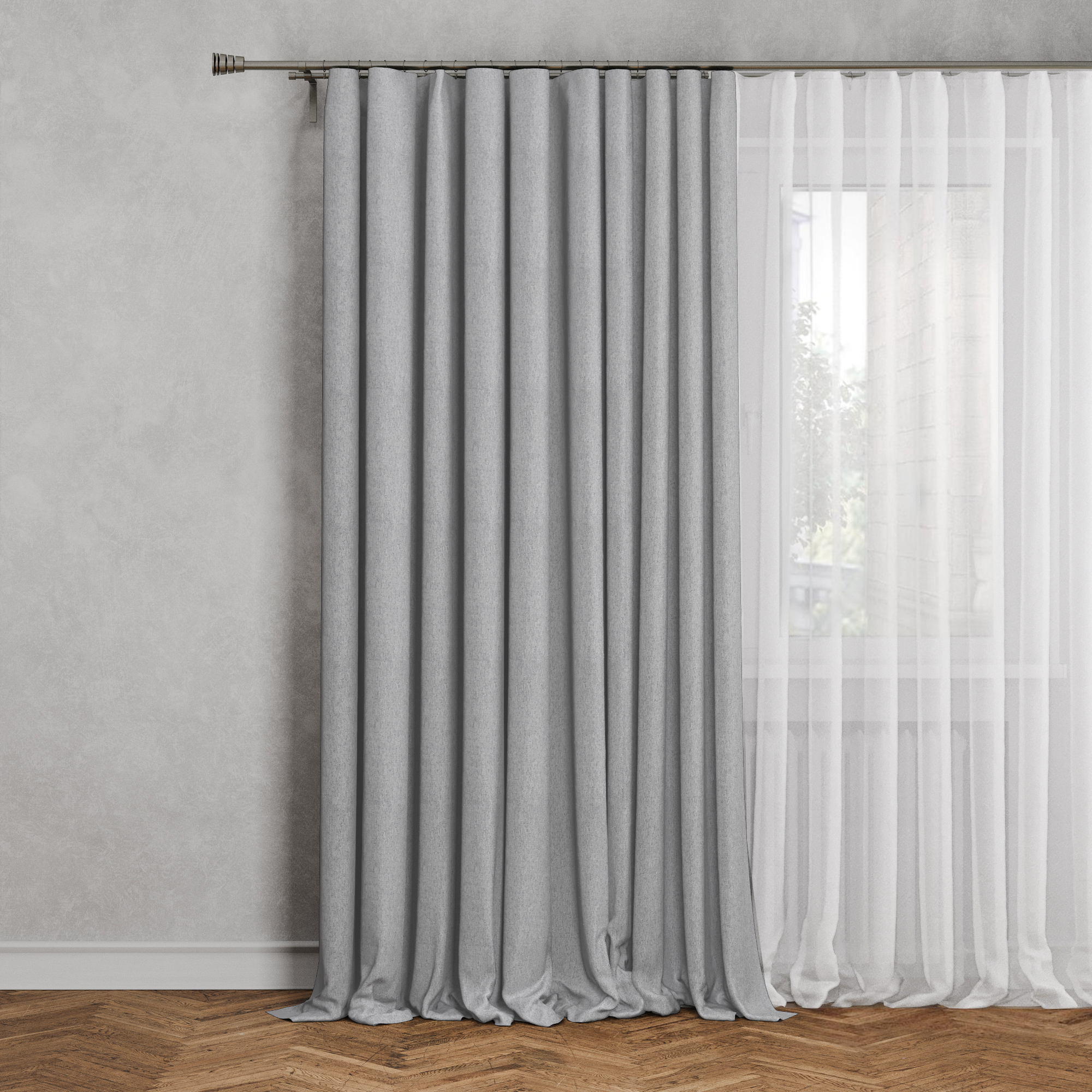 Изображение товара Штора на ленте Анора 160x260 см серебро современная ткань полиэстер светонепроницаемая