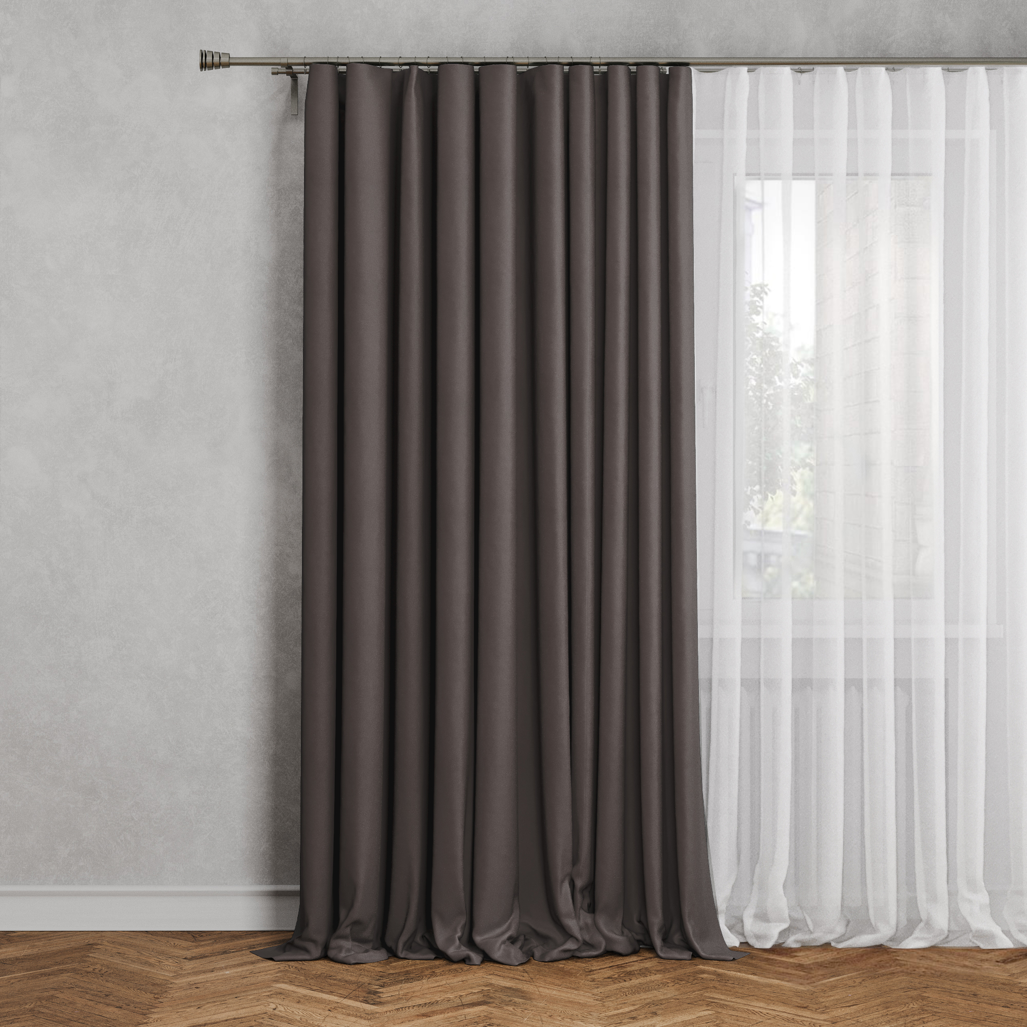 Изображение товара Штора на ленте Грана 160x260 см коричневая для гостиной