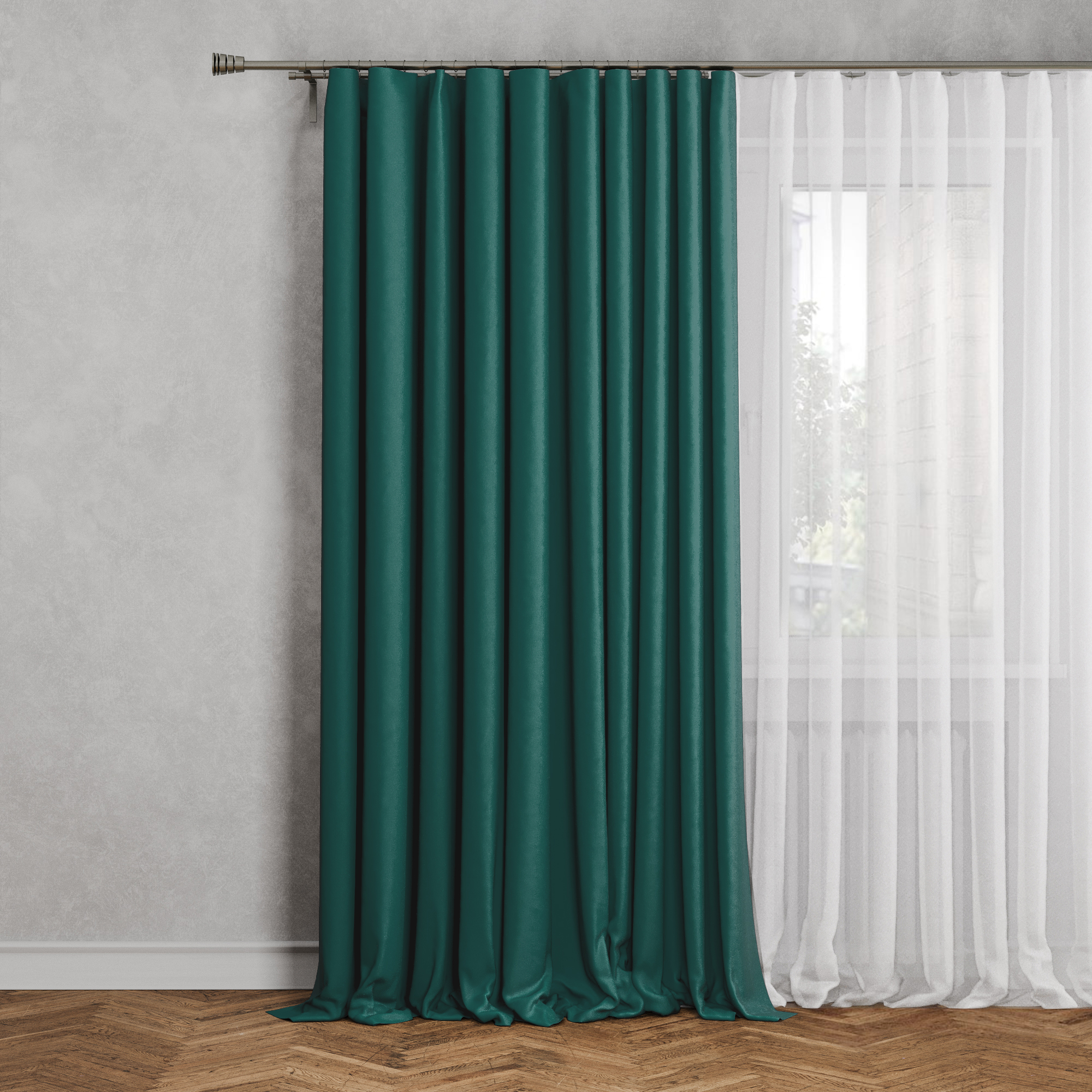 Изображение товара Штора на ленте Son 140x280 см цвет сине-зеленый