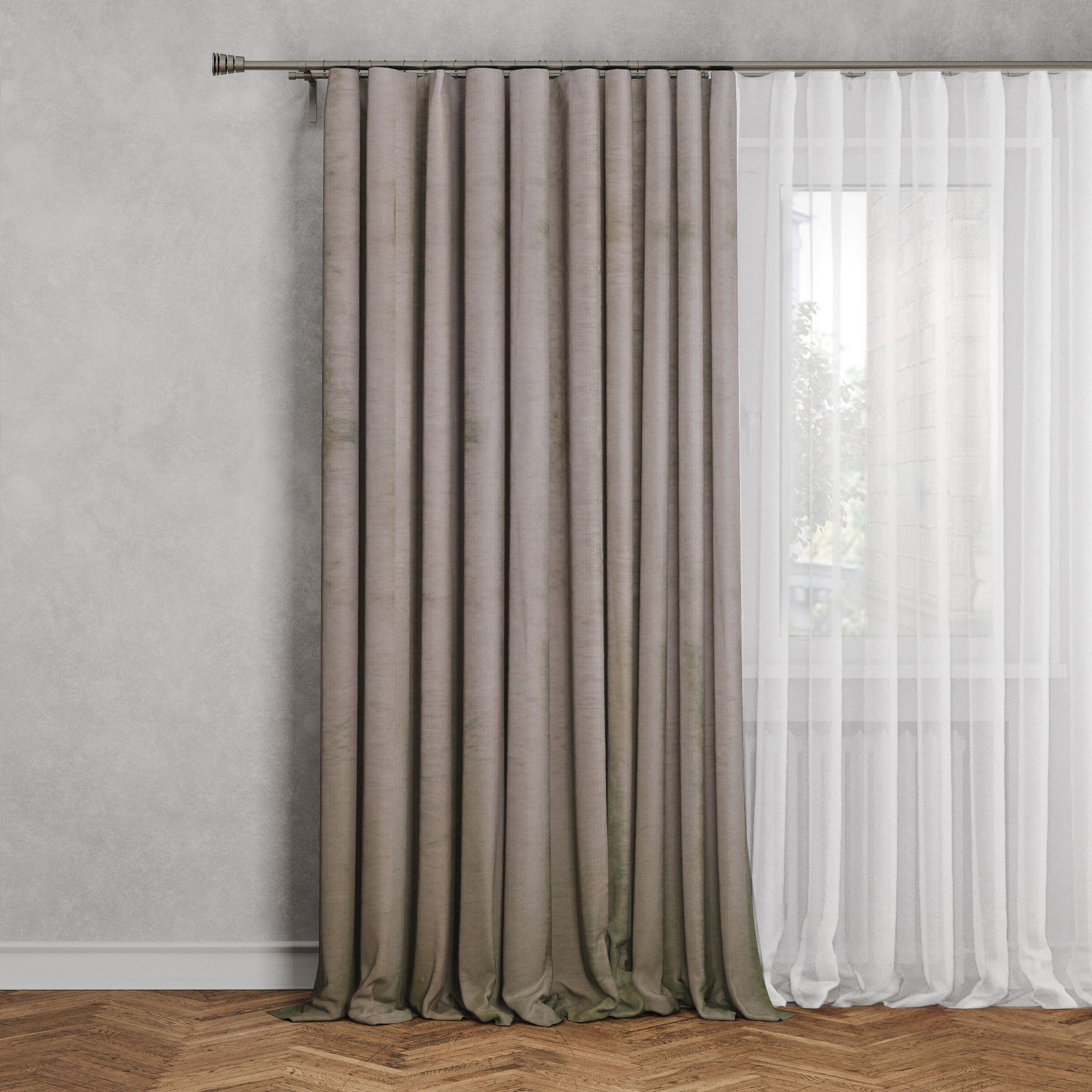 Изображение товара Штора Inspire Benisa 200x280 см бежевый велюр легкое крепление и высокая светонепроницаемость