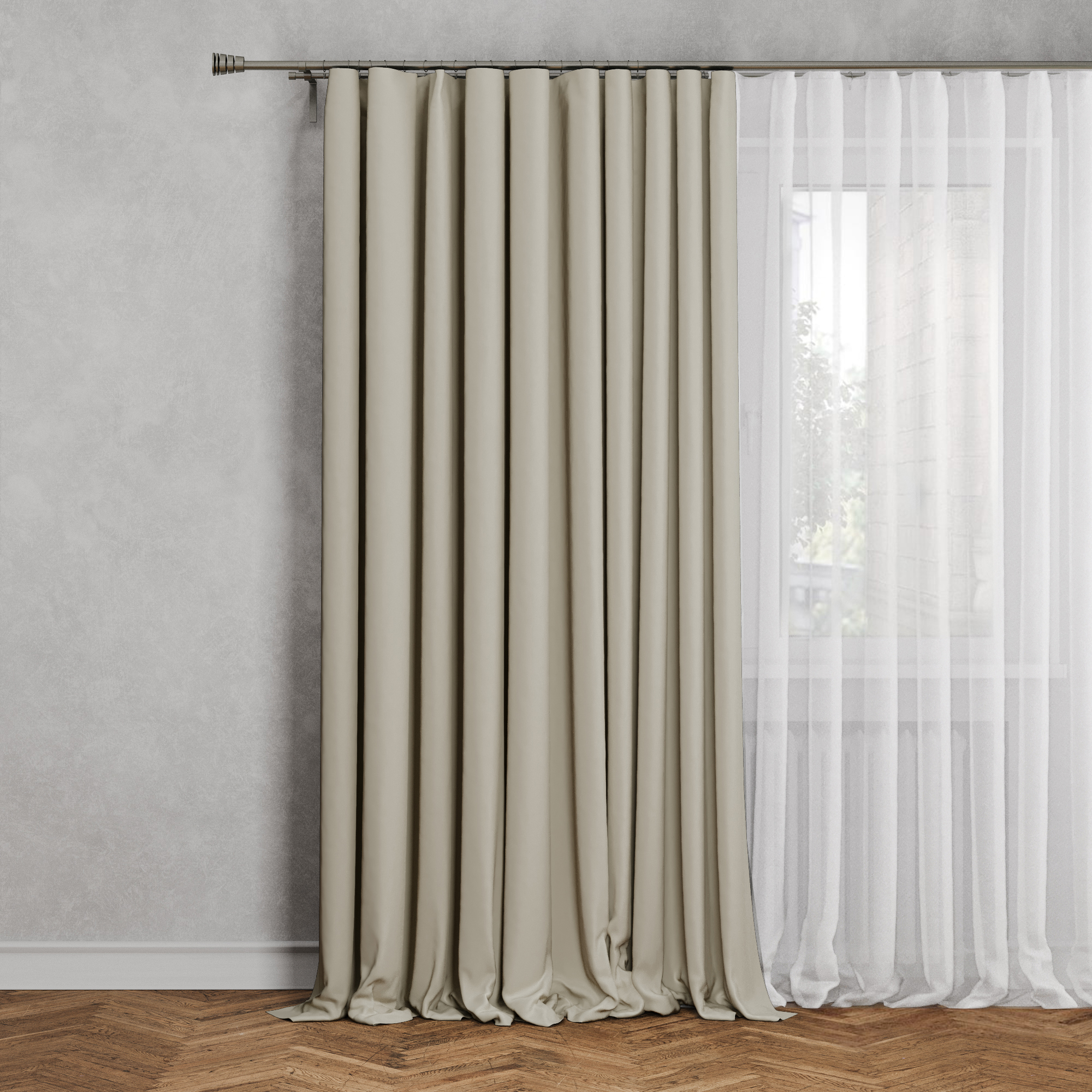 Изображение товара Штора на ленте димаут Ниса 160x260 см цвет бежевый