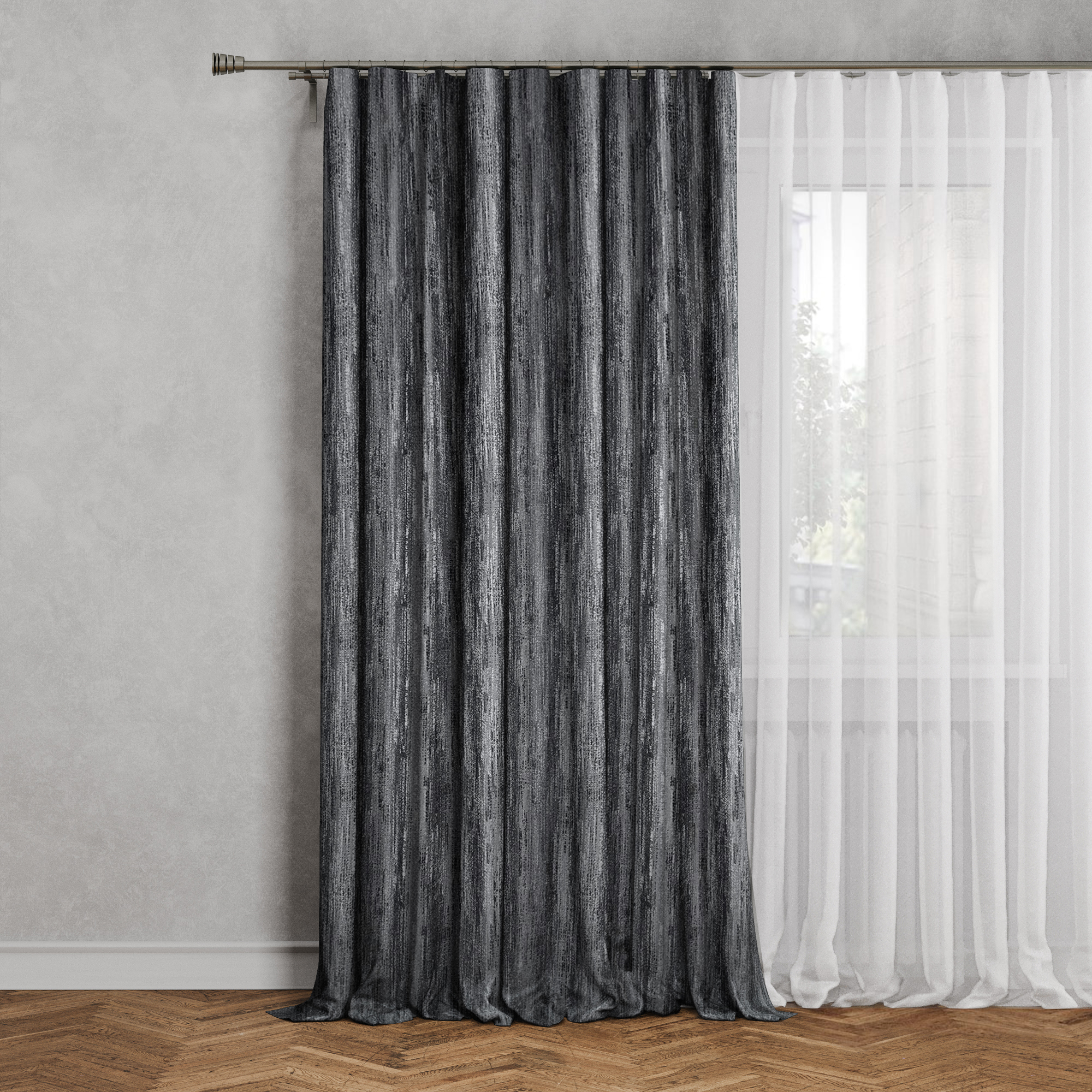 Изображение товара Штора на ленте Seyran 160x280 см серый жаккард светонепроницаемая