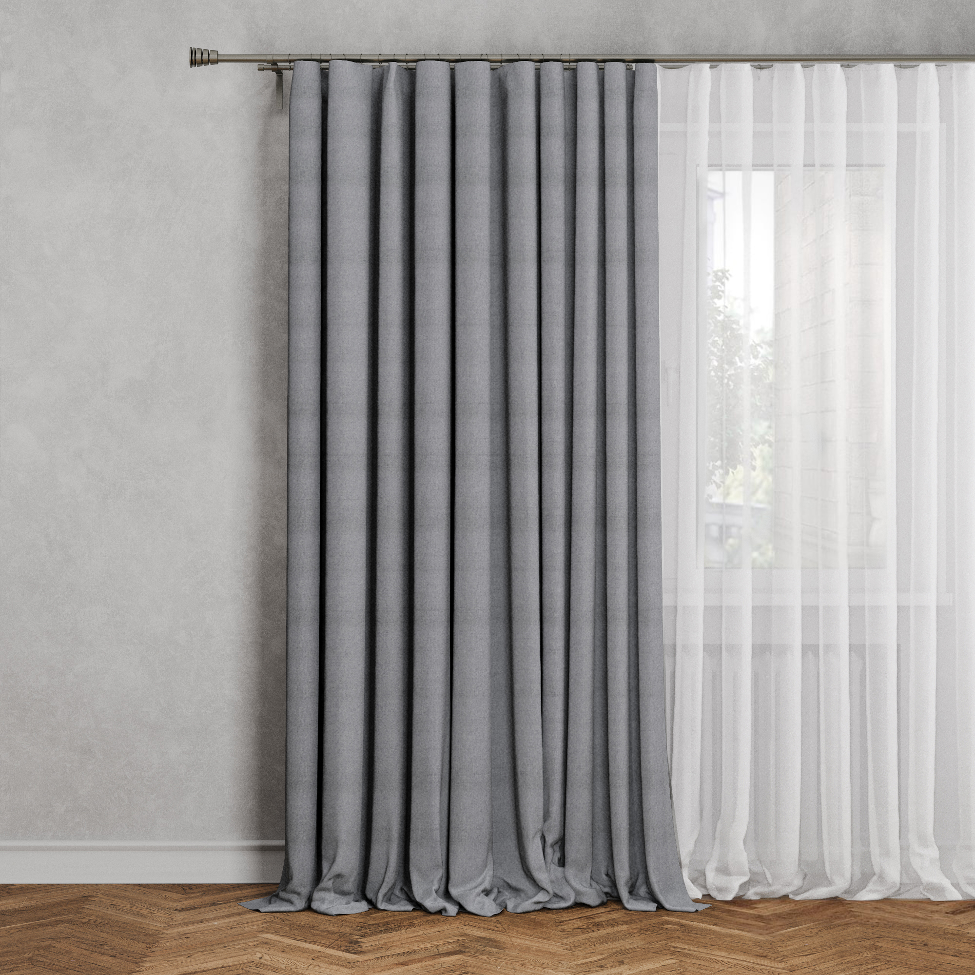 Изображение товара Штора на ленте Кэри 140x280 см серый жаккард светонепроницаемая Россия