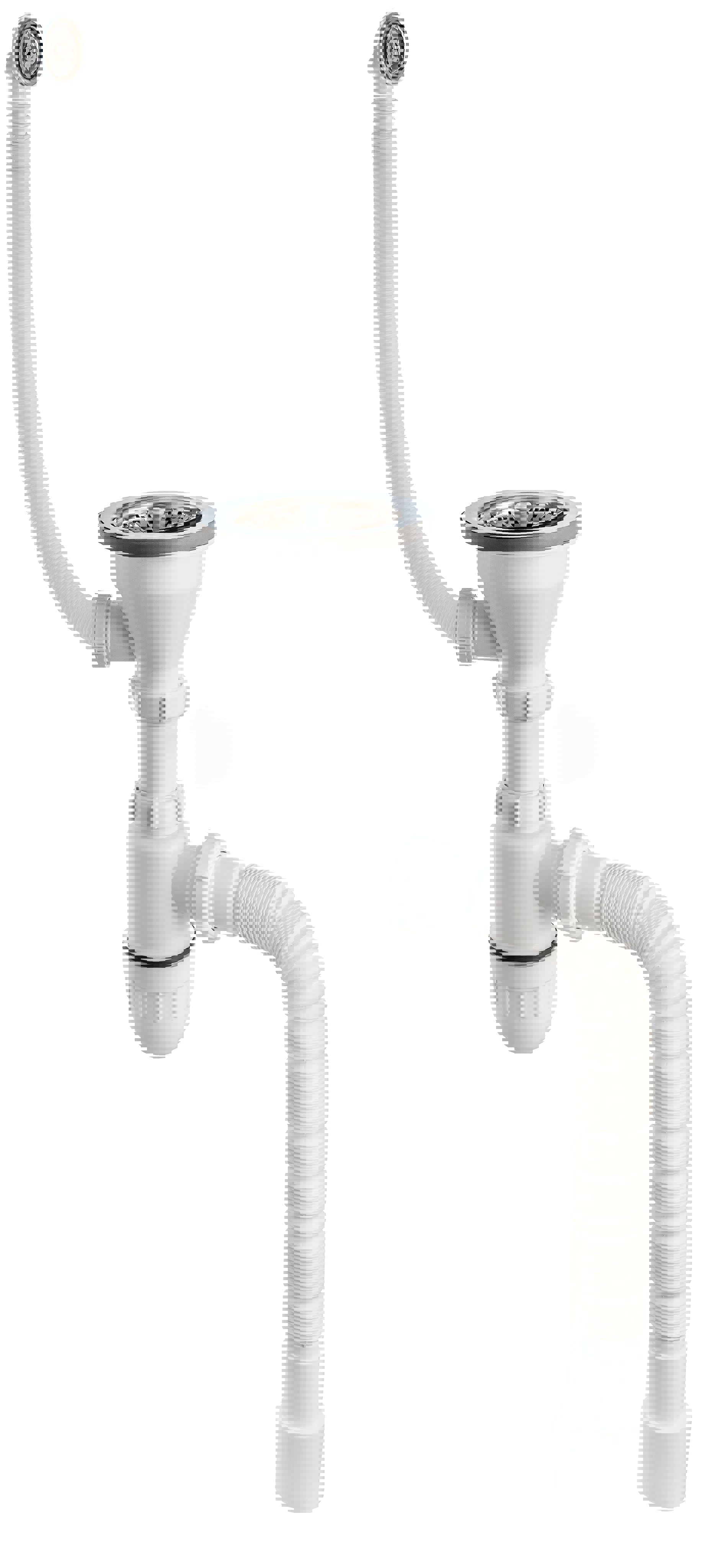 Изображение товара Сифон для мойки Bauedge D32 мм корзиночного типа хром белый WR0004