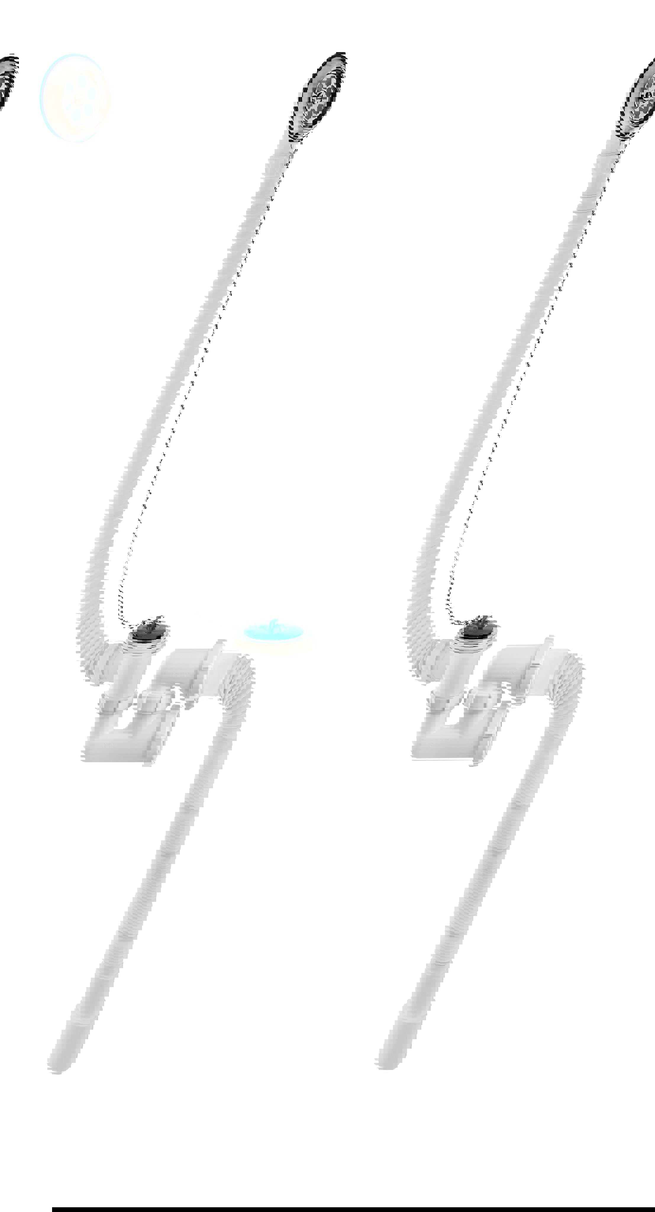 Изображение товара Сифон для ванны Bauedge D32 мм хром белый WR0015 регулируемый