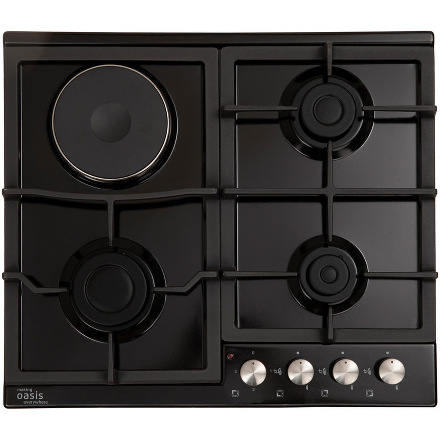 Изображение товара Комбинированная варочная панель Oasis 4 конфорки 58x51 см цвет черный