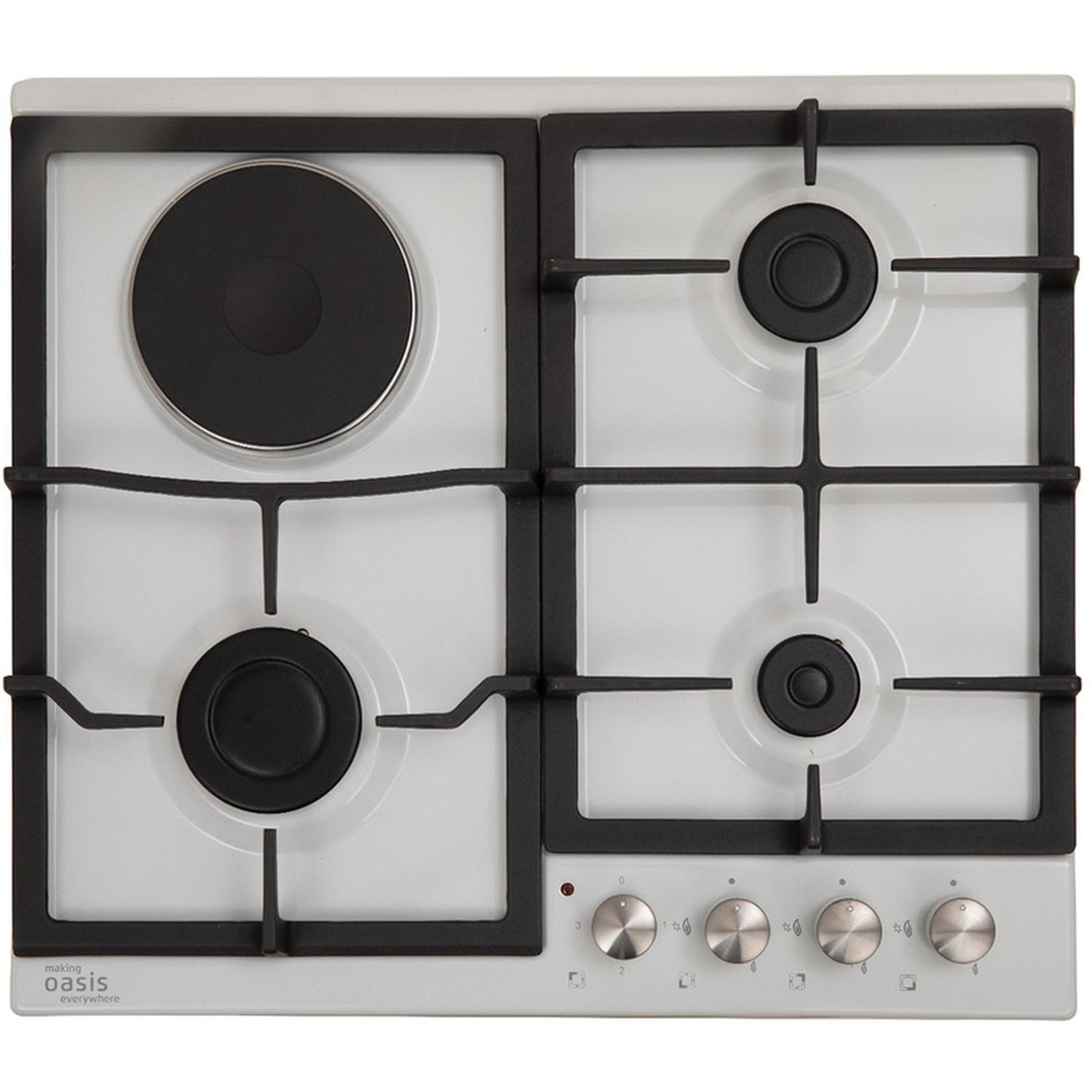 Изображение товара Комбинированная варочная панель Oasis 4 конфорки белая 58x51 см