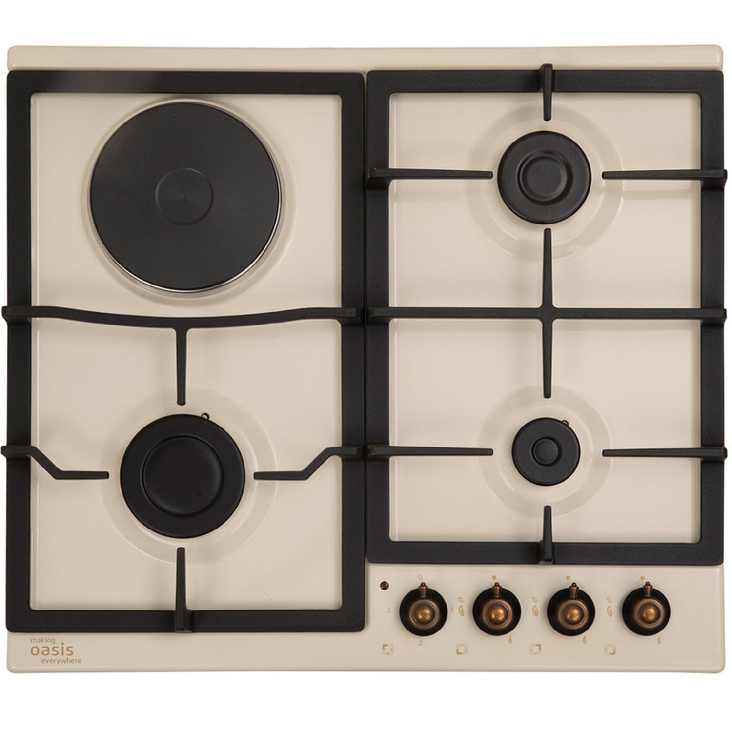 Изображение товара Комбинированная варочная панель Oasis 4 конфорки 58x51 см цвет бежевый