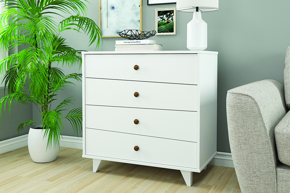 Изображение товара Комод Мебельнов Карлито 4 ящика белый 80x45x80 см ЛДСП