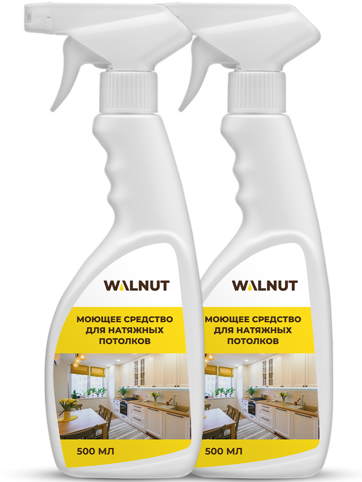 Изображение товара Чистящее средство Walnut для всех видов натяжных потолков 0.50 л 2 шт Изображение товара Чистящее средство Walnut для всех видов натяжных потолков 0.50 л 2 шт