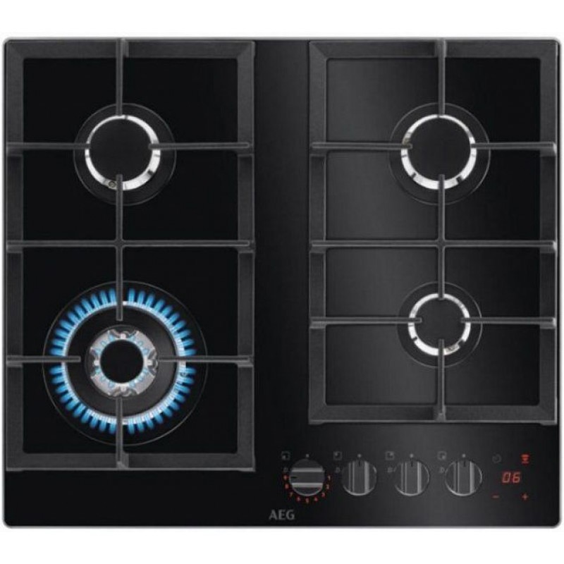 Изображение товара Газовая варочная панель AEG HKB64450NB 59 см 4 конфорки черный цвет