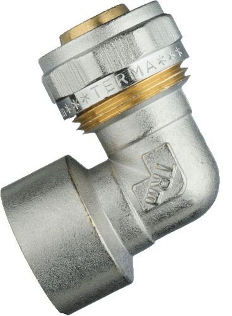 Изображение товара Угол комбинированный 90° Terma 1x26 мм латунь с никелированным покрытием