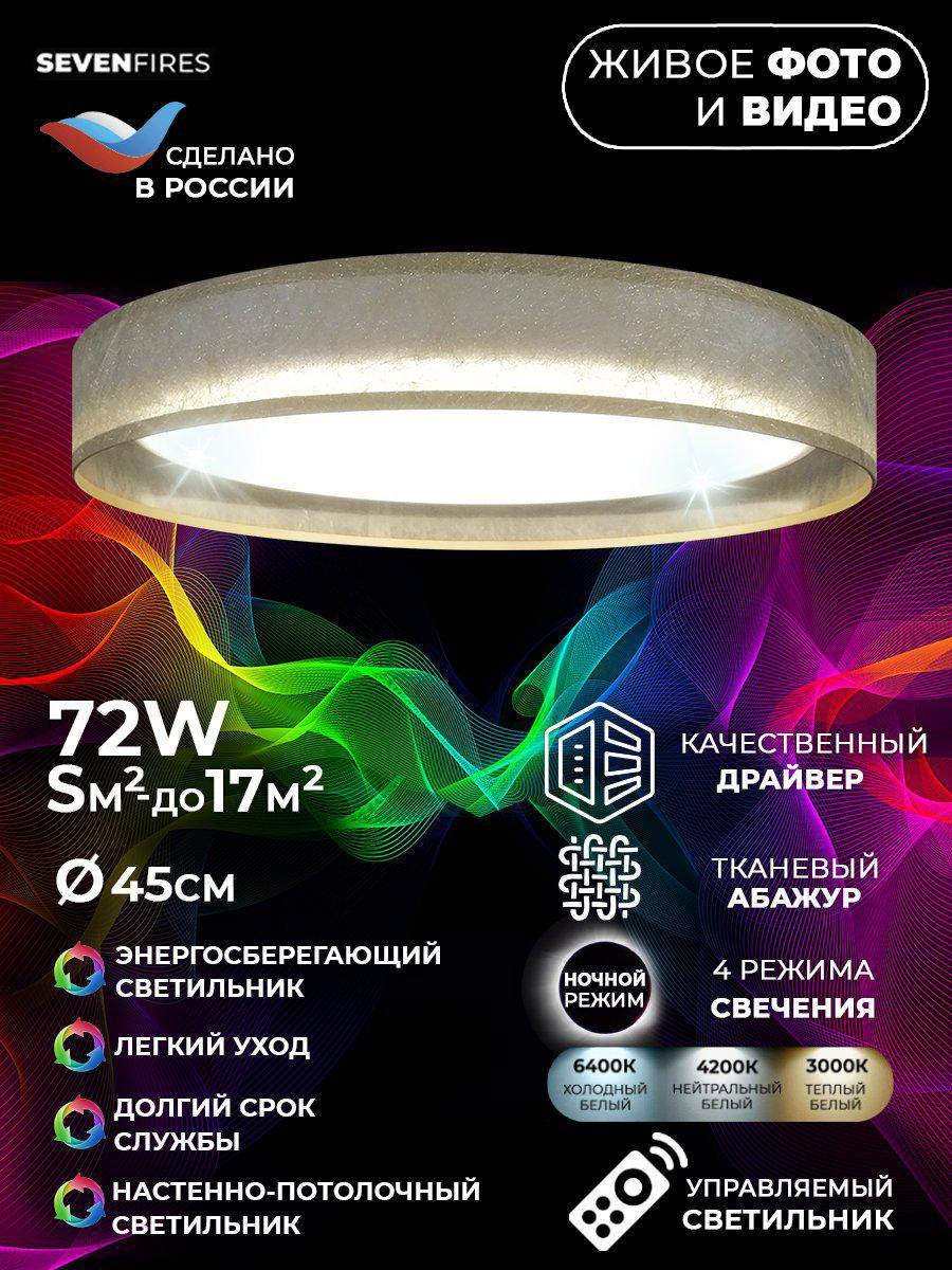Изображение товара Светильник настенно-потолочный LED с изменением оттенков белого и RGB управление пультом