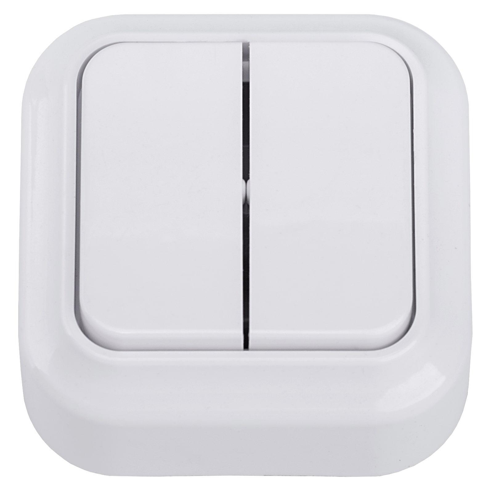 Изображение товара Выключатель накладной BYLECTRICA А510-2102 2 клавиши белый