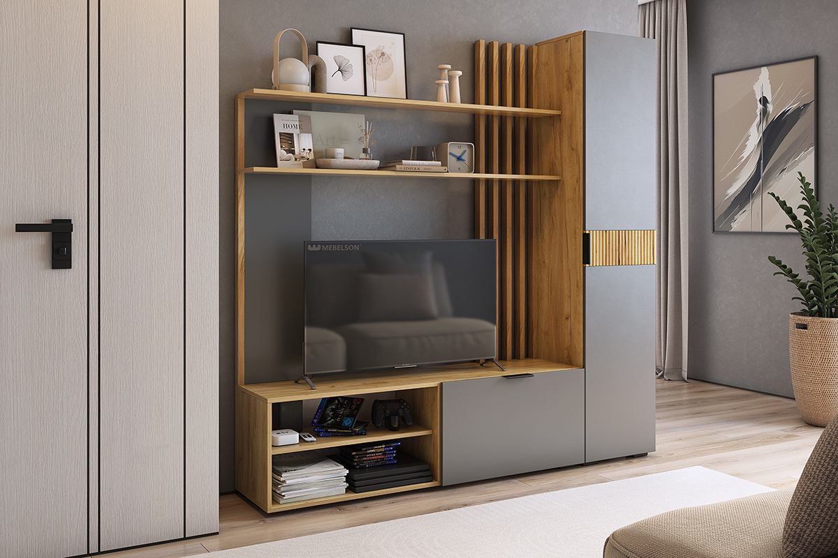 Изображение товара Модульная гостиная Mebelson Бери К1 180x182.6x35 см графит ЛДСП