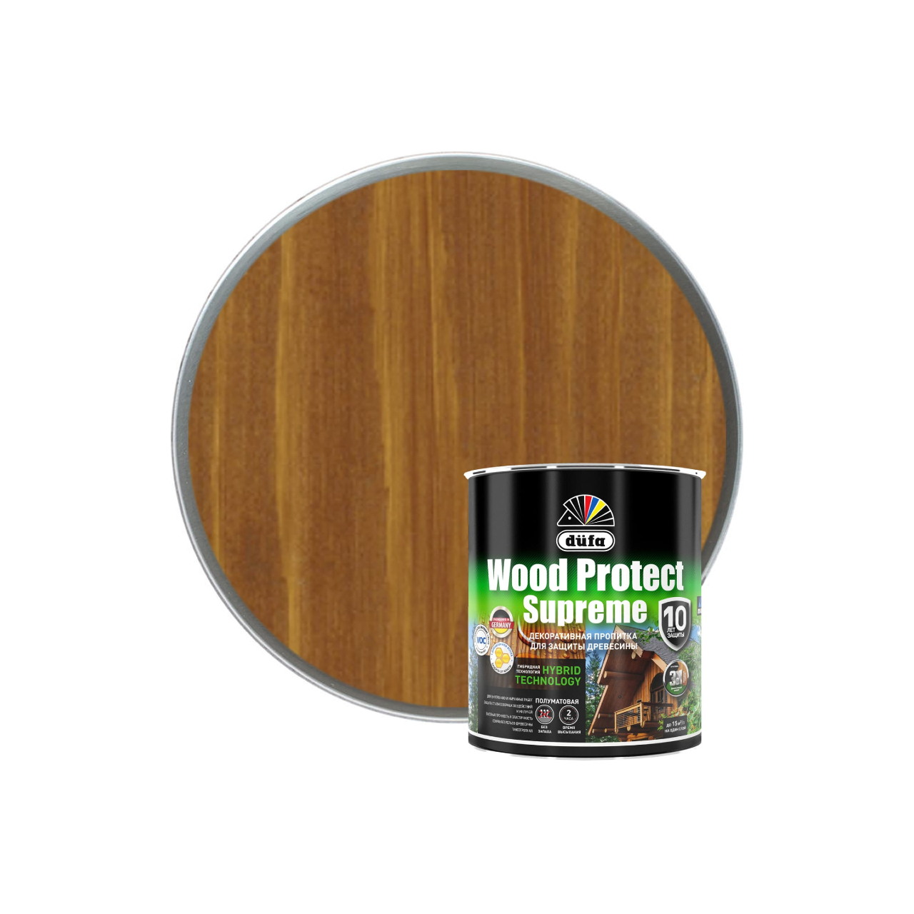 Изображение товара Высокопрочная пропитка по дереву Dufa Wood Protection Supreme тиковое дерево 0.75 л Изображение товара Высокопрочная пропитка по дереву Dufa Wood Protection Supreme тиковое дерево 0.75 л