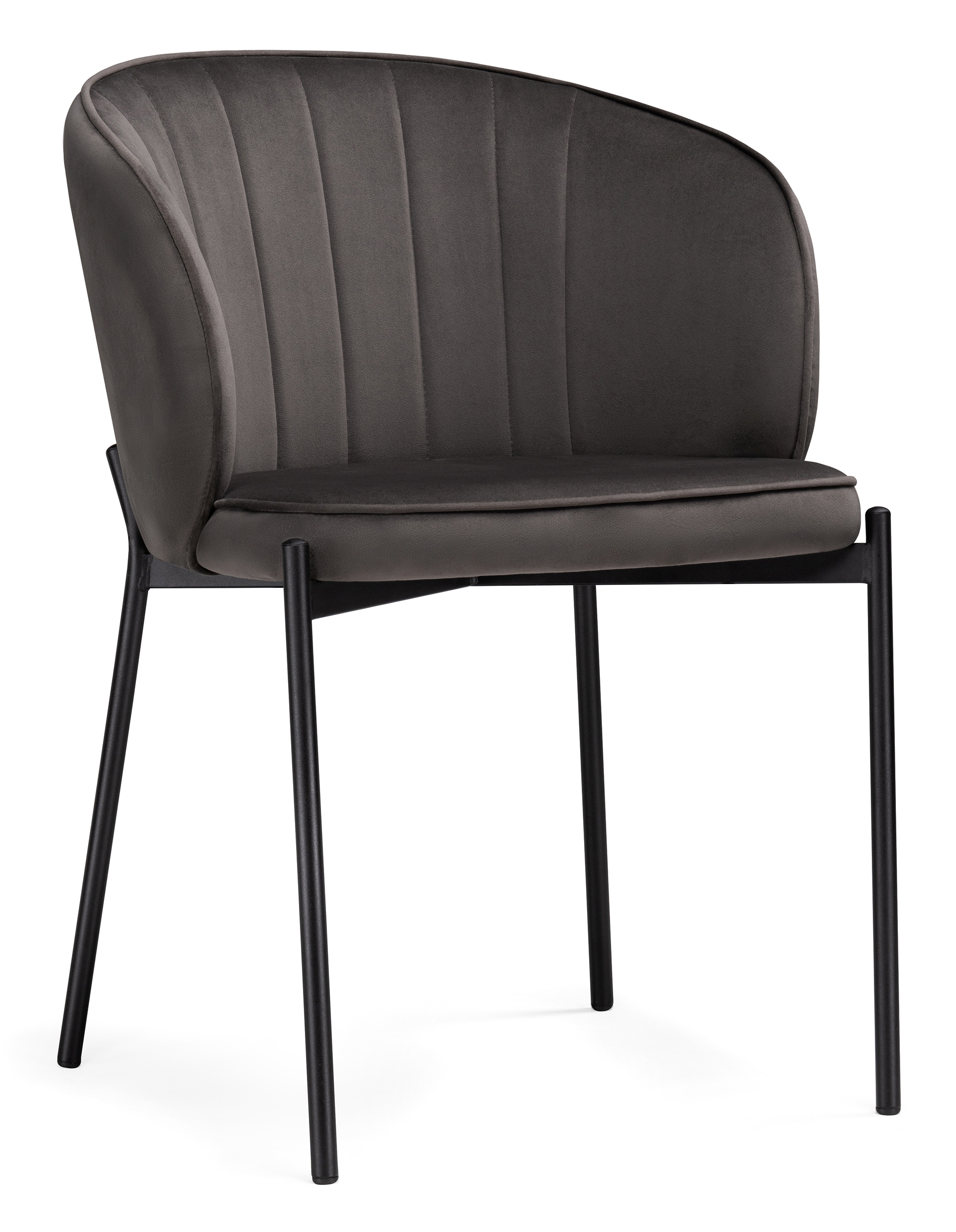 Изображение товара Стул Woodville Нейл 58x80x54 см велюр цвет черный/серый