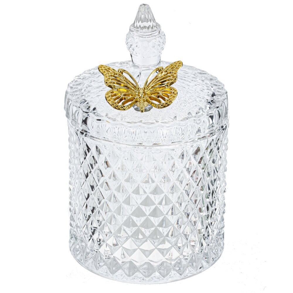 Изображение товара Шкатулка стеклянная 10,5×17 см прозрачная с бабочкой