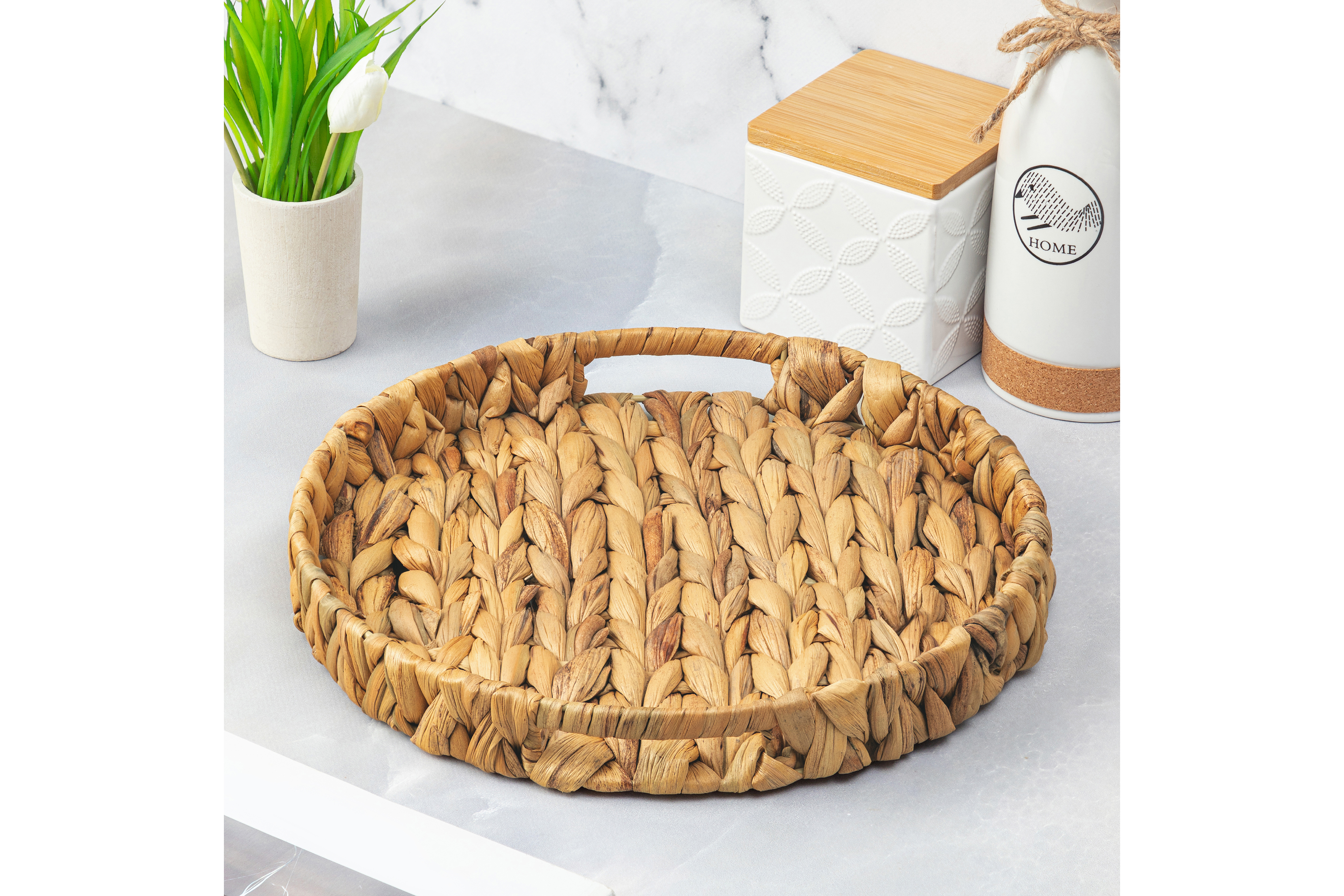 Изображение товара Поднос El casa 30x4x30 см гиацинт цвет бежевый, натуральный, светло-коричневый