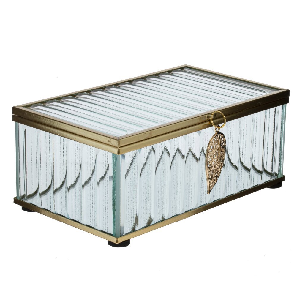 Изображение товара Шкатулка Шкатулка Прозрачная стеклянная с металлом 9x6,5 см