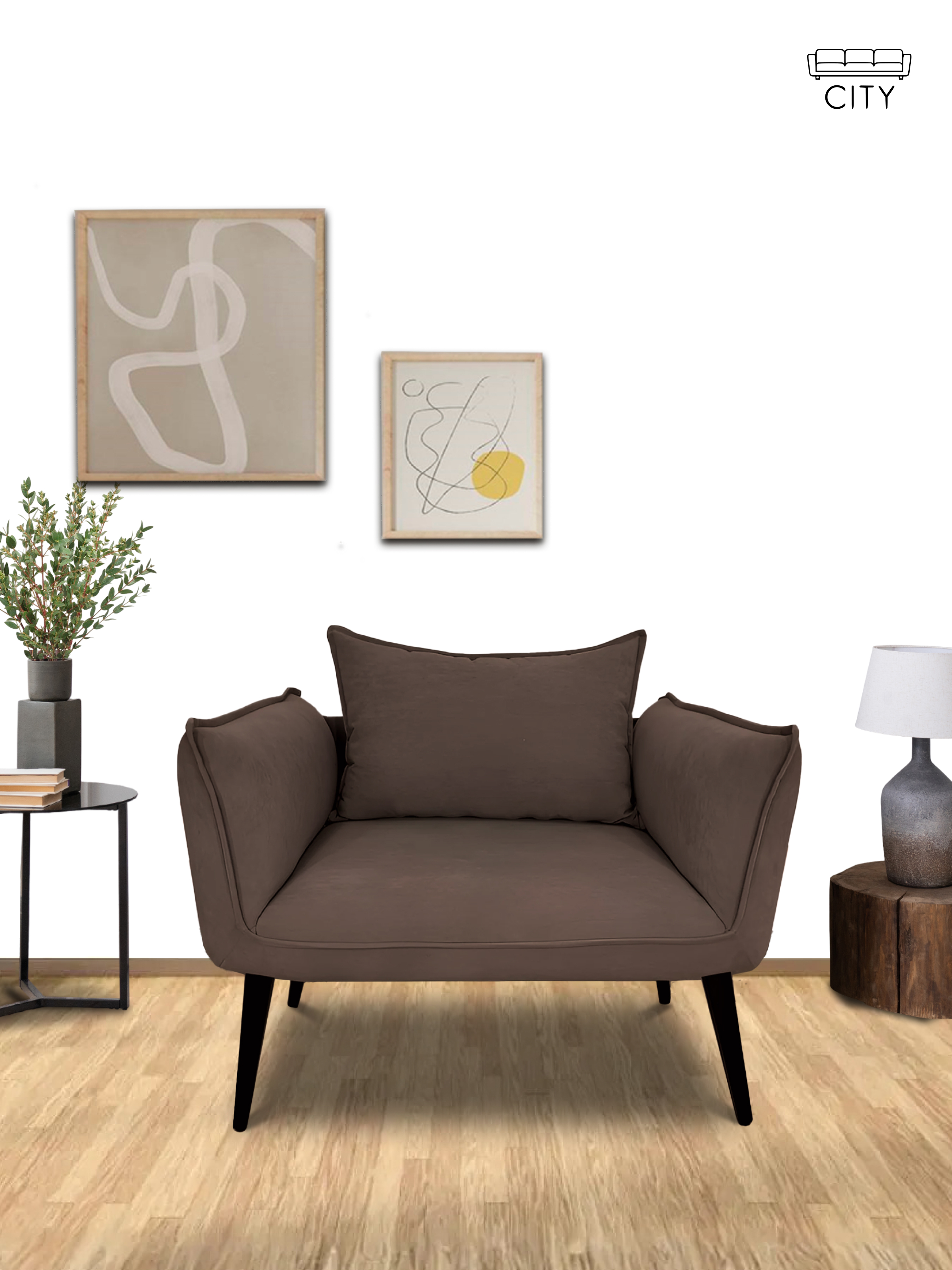 Изображение товара Кресло Cityhd Неаполь 84x76x67 см велюр цвет коричневый