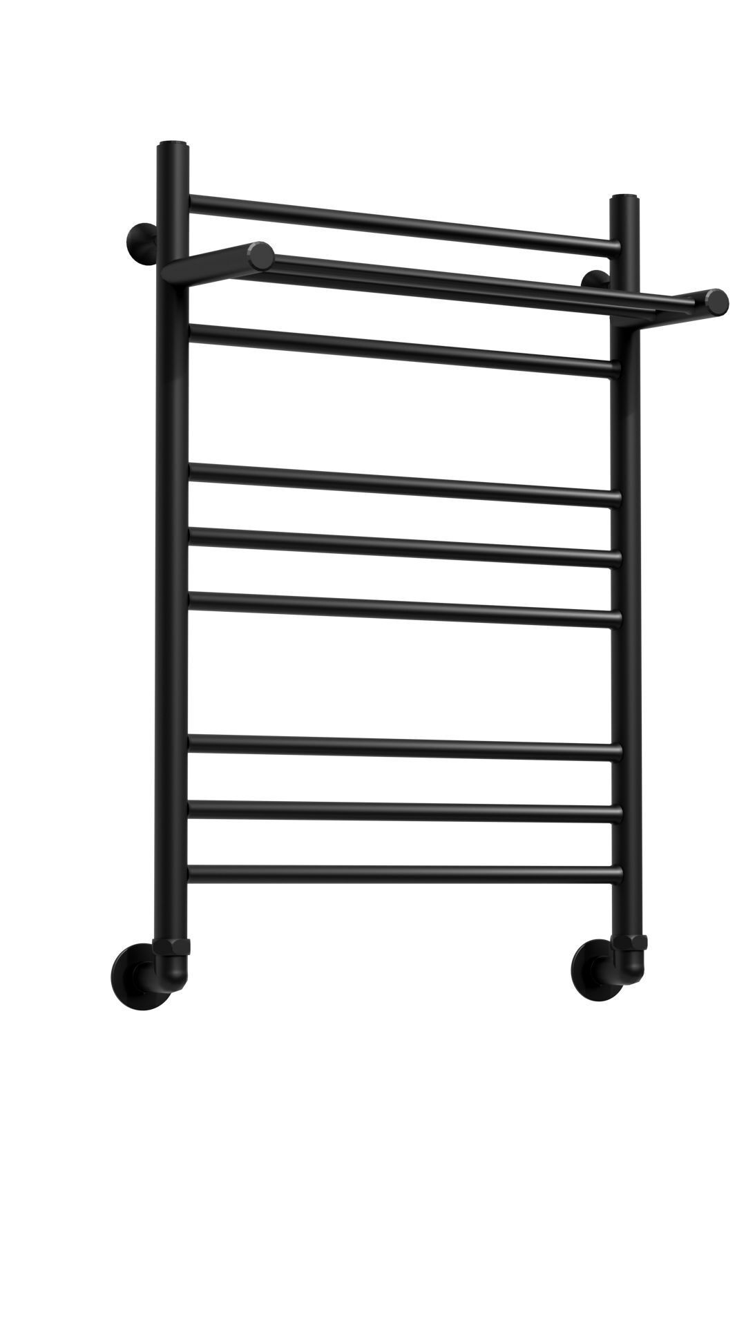 Изображение товара Полотенцесушитель водяной с полкой Ariano Турин П10 53x80 см нержавеющая сталь 1" цвет черный матовый 10000037