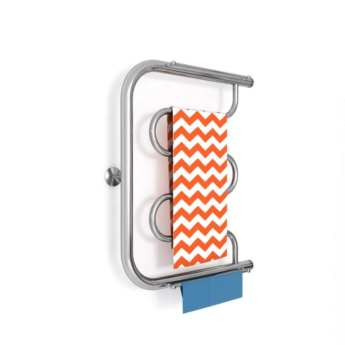 Изображение товара Полотенцесушитель водяной с полкой Zigzag D 50x60 см нержавеющая сталь серебро