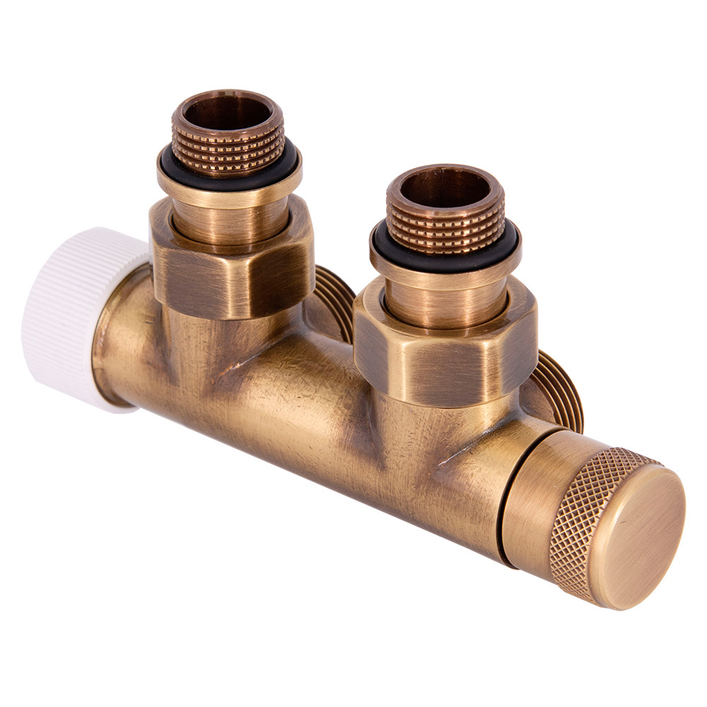 Изображение товара Угловой узел нижнего подключения термостатический SR Rubinetterie 1/2х3/4 бронза Италия