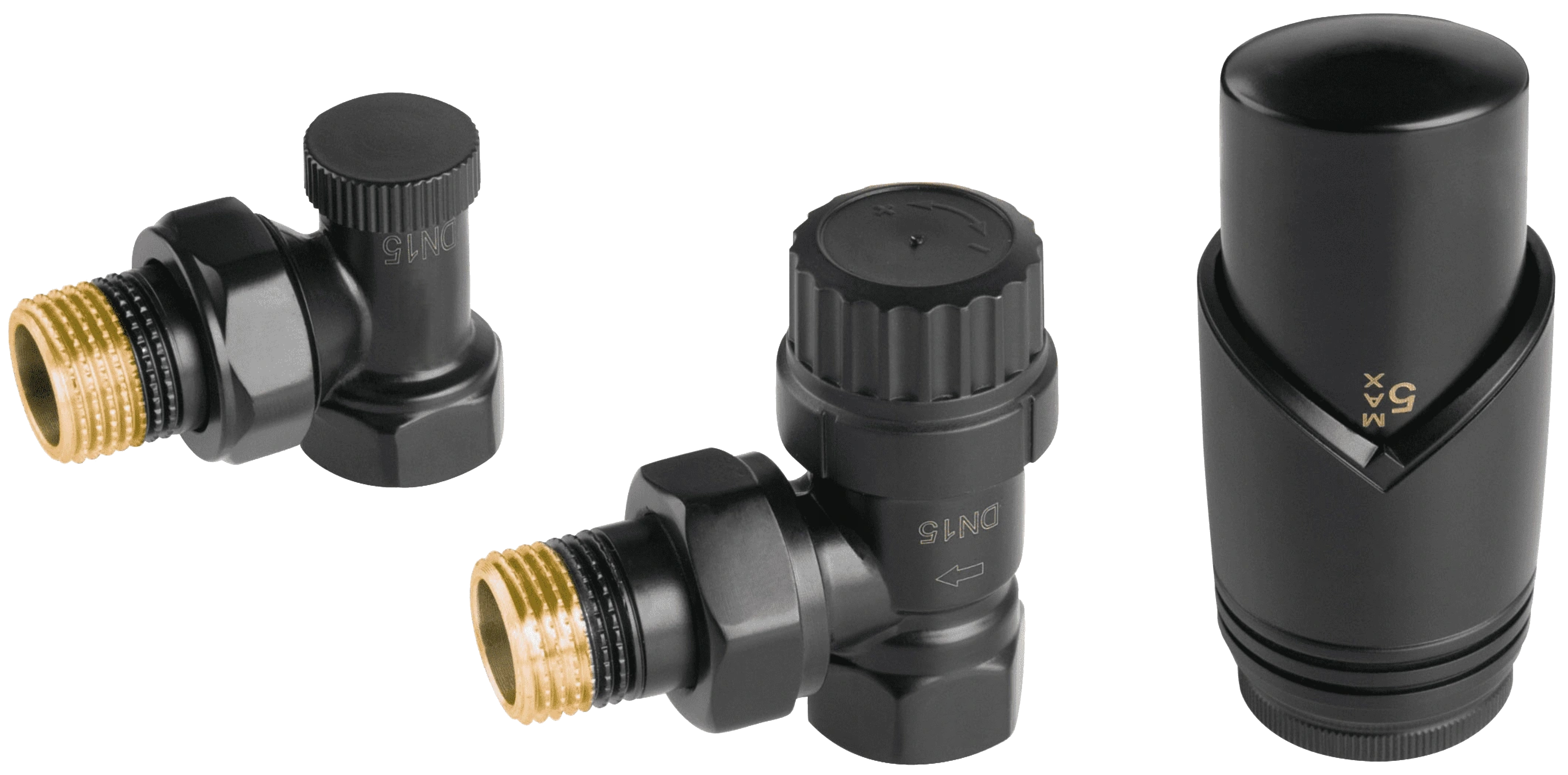 Изображение товара Комплект подключения радиатора термостатический угловой Vivaldo ATRV 1/2 черный