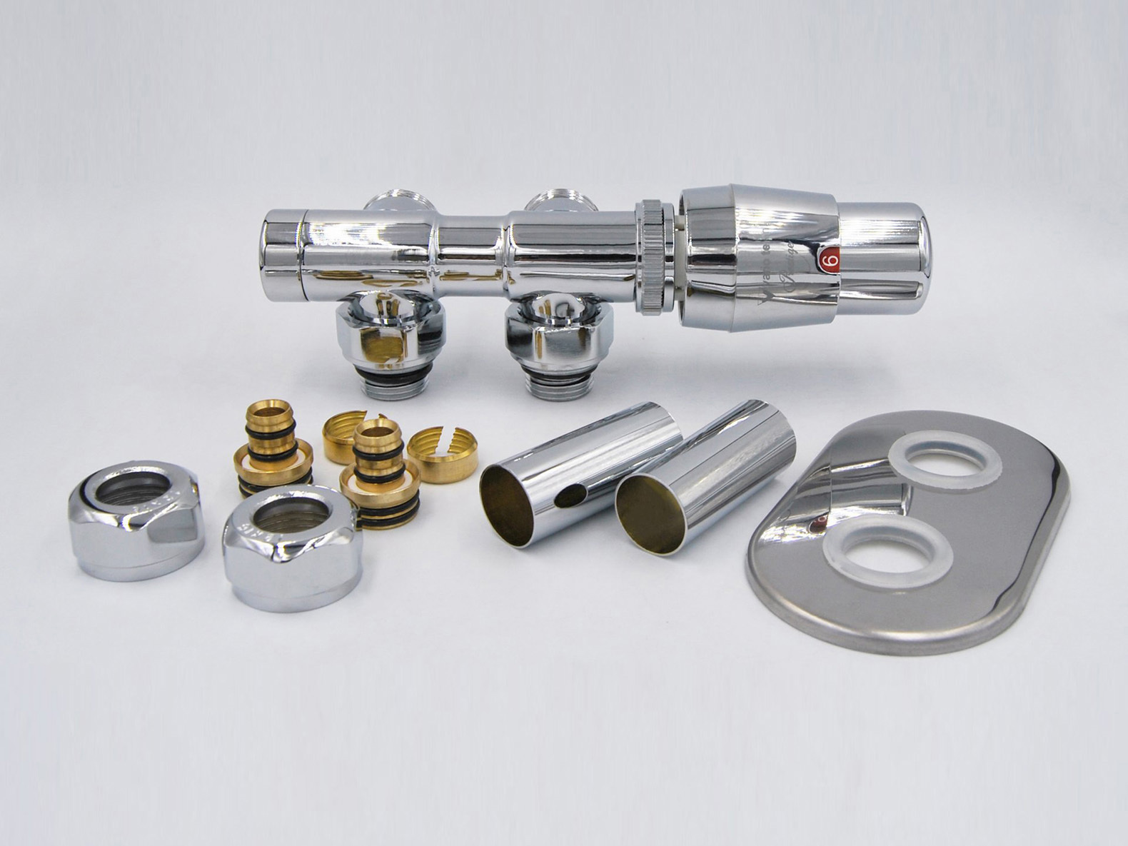 Изображение товара Комплект терморегулирующий угловой Vario Term Twins 3/4 хром Польша