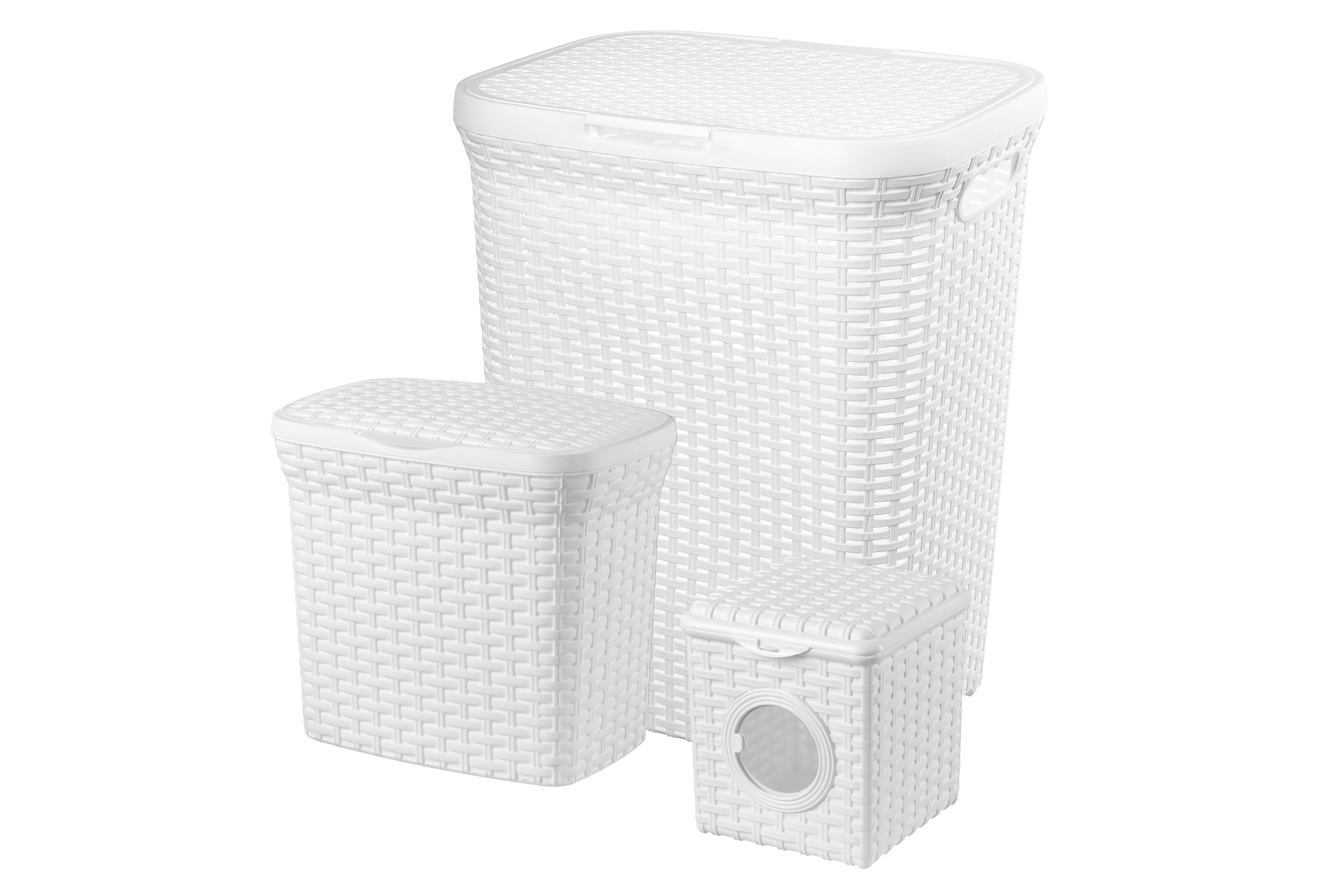 Изображение товара Корзина El Casa 811534+3 44.50x35.50x56 см полипропилен цвет белый 3 шт