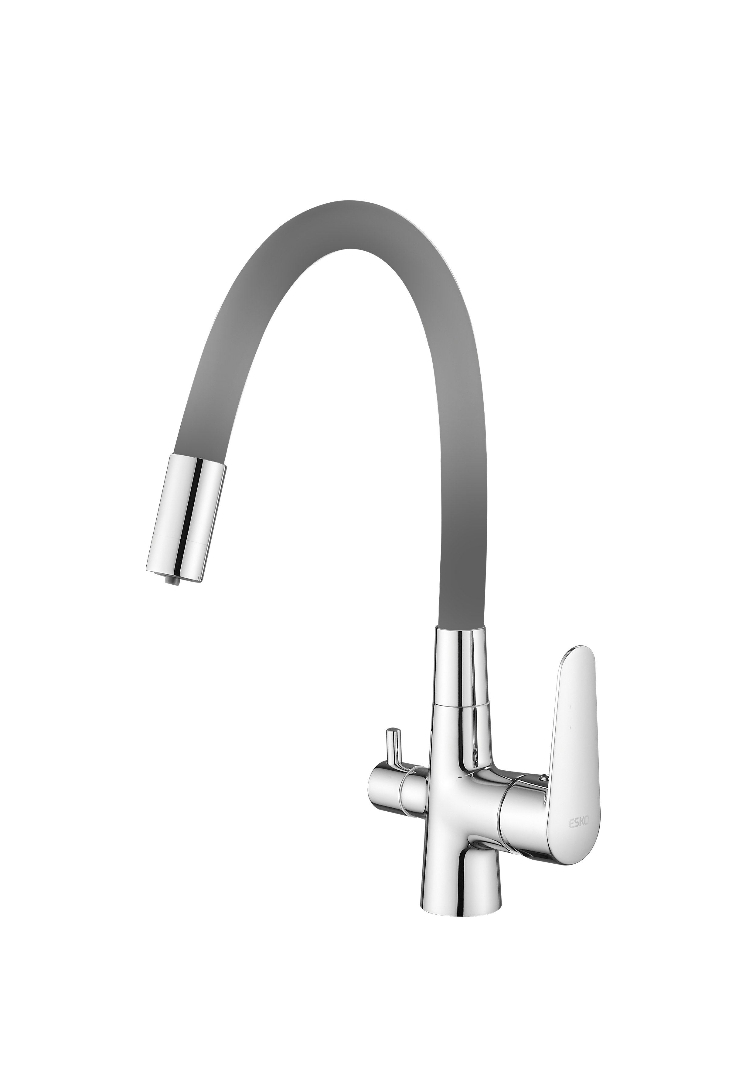 Изображение товара Кухонный смеситель Esko Cl03Gchr с гибким излив и фильтром серый серебристый