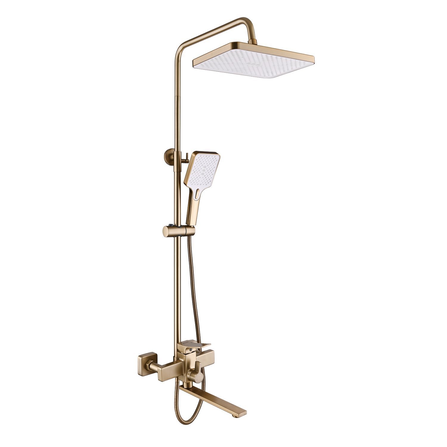 Изображение товара Душевая система Shevanik S6136G золотой сатин с регулируемым верхним душем