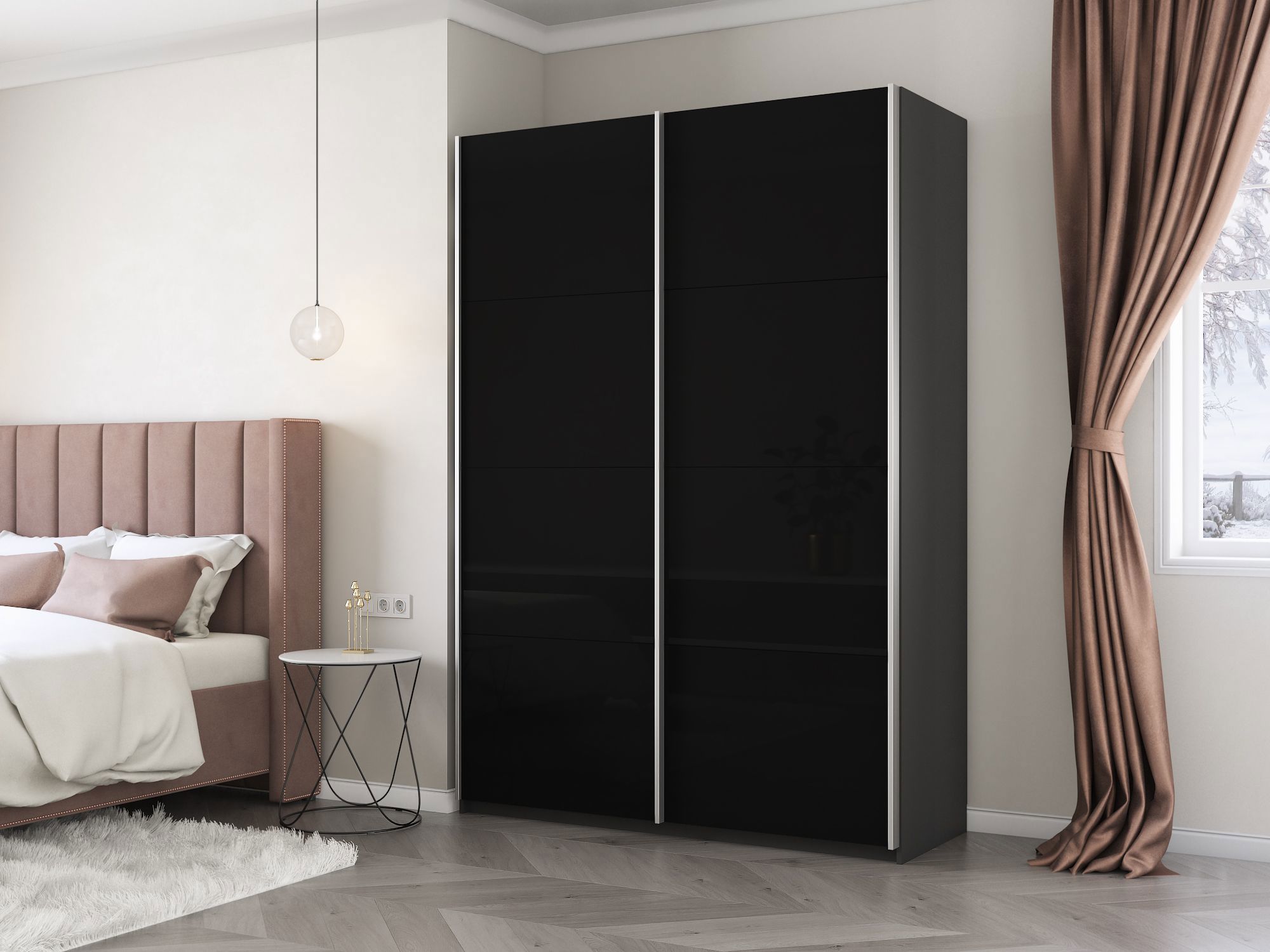 Изображение товара Шкаф-купе Прайм 2 дверный 230x160x57 см с зеркалом и полками