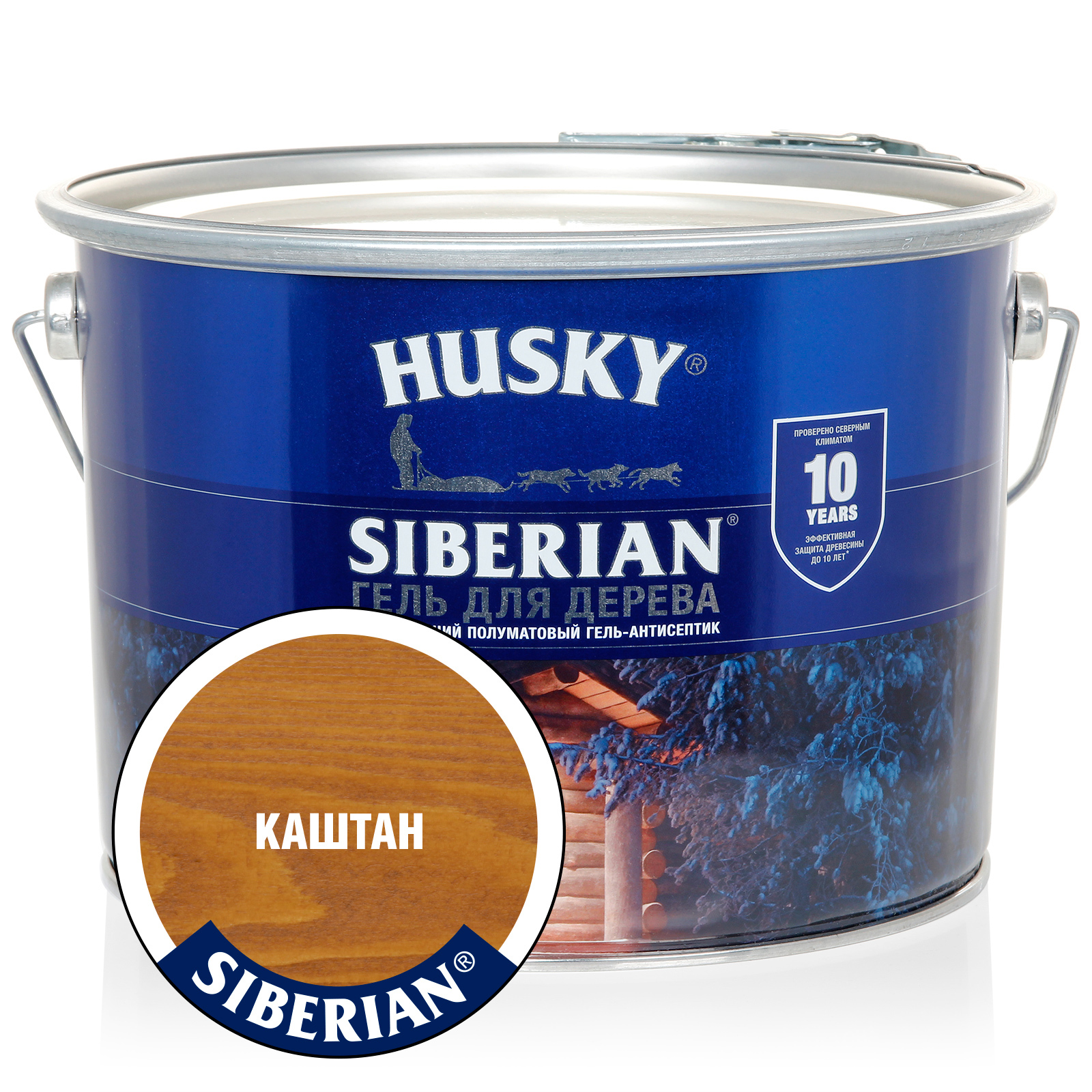 Изображение товара Антисептик HUSKY полуматовый каштан 9 л