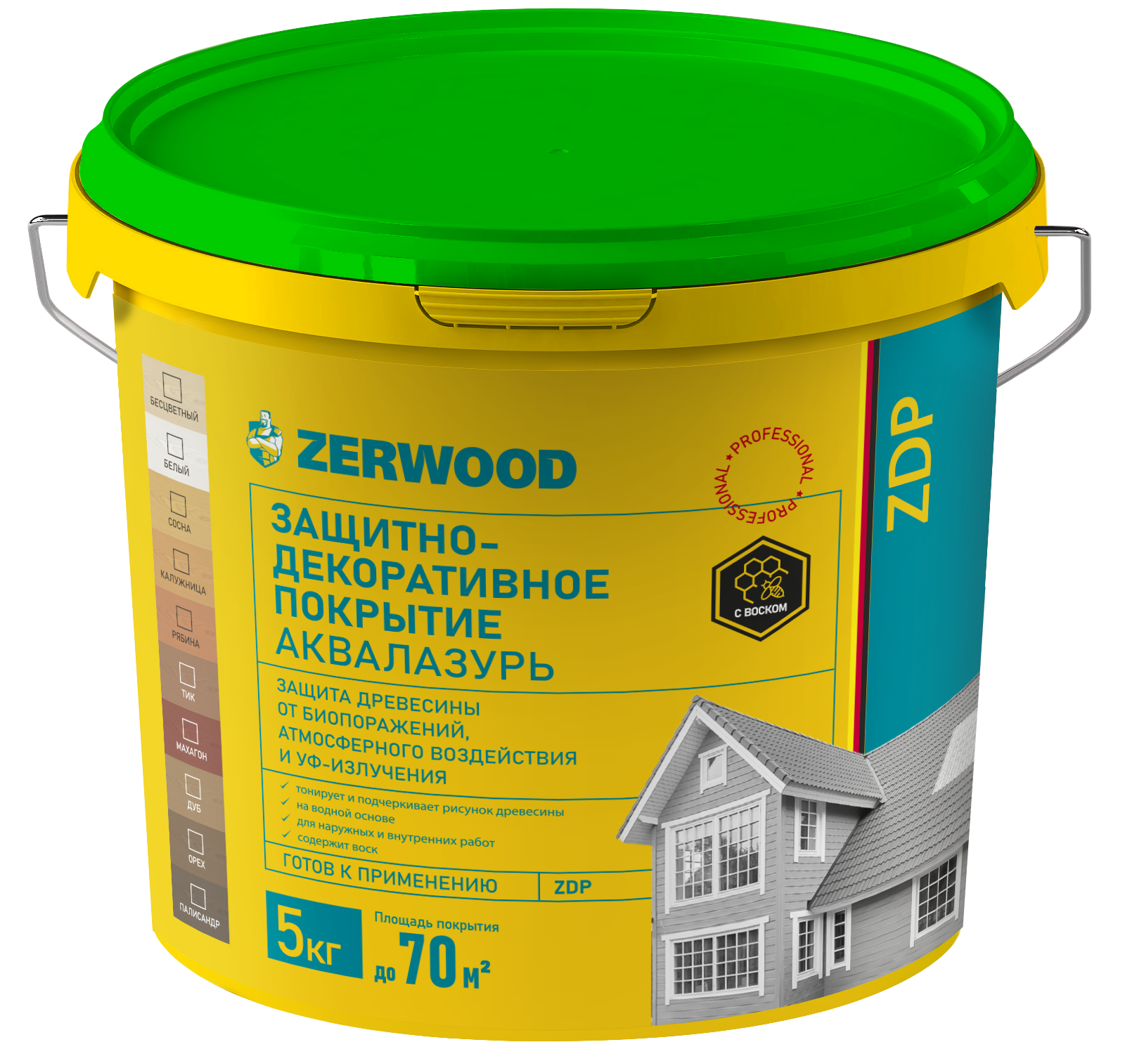 Изображение товара Защитно-декоративный антисептик для древесины ZERWOOD 1605559140 цвет махагон 5 кг