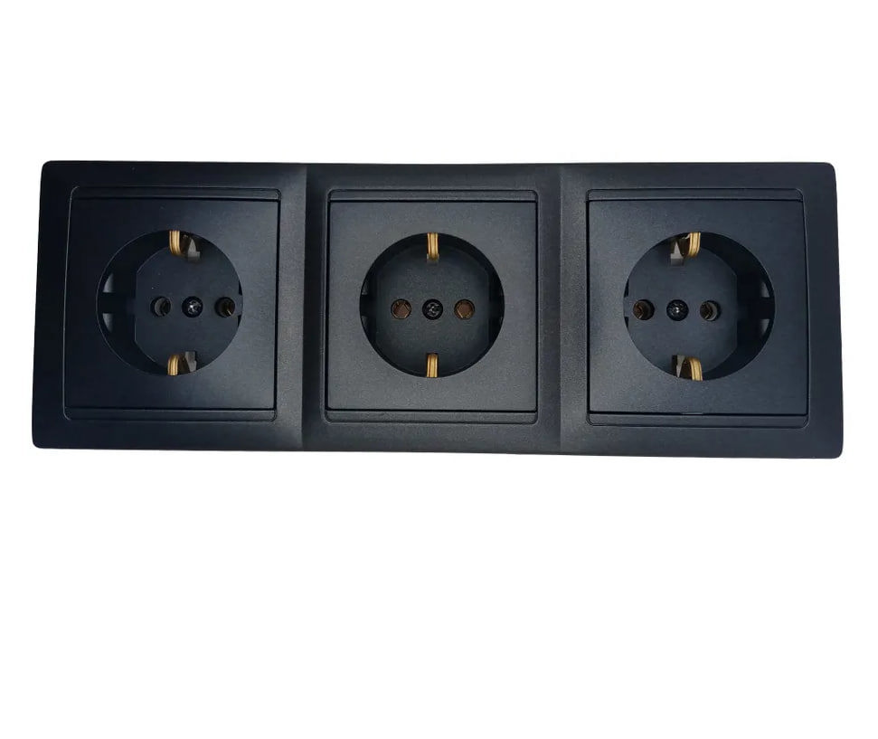 Изображение товара Розетка тройная встраиваемая Bylectrica Стиль ЮЛИГ.735212.216 с заземлением цвет графит