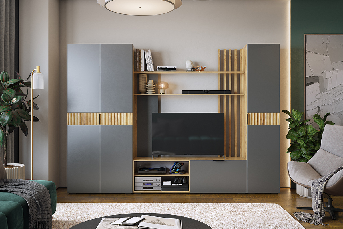 Изображение товара Модульная гостиная Бери К2 260x182.6x35 см цвет графит