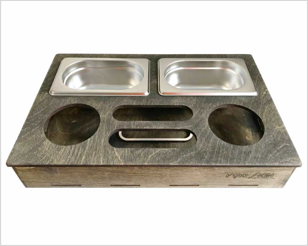 Изображение товара Столик-поднос 40x26 см Porezkin 222 деревянный черный оригинальный дизайн