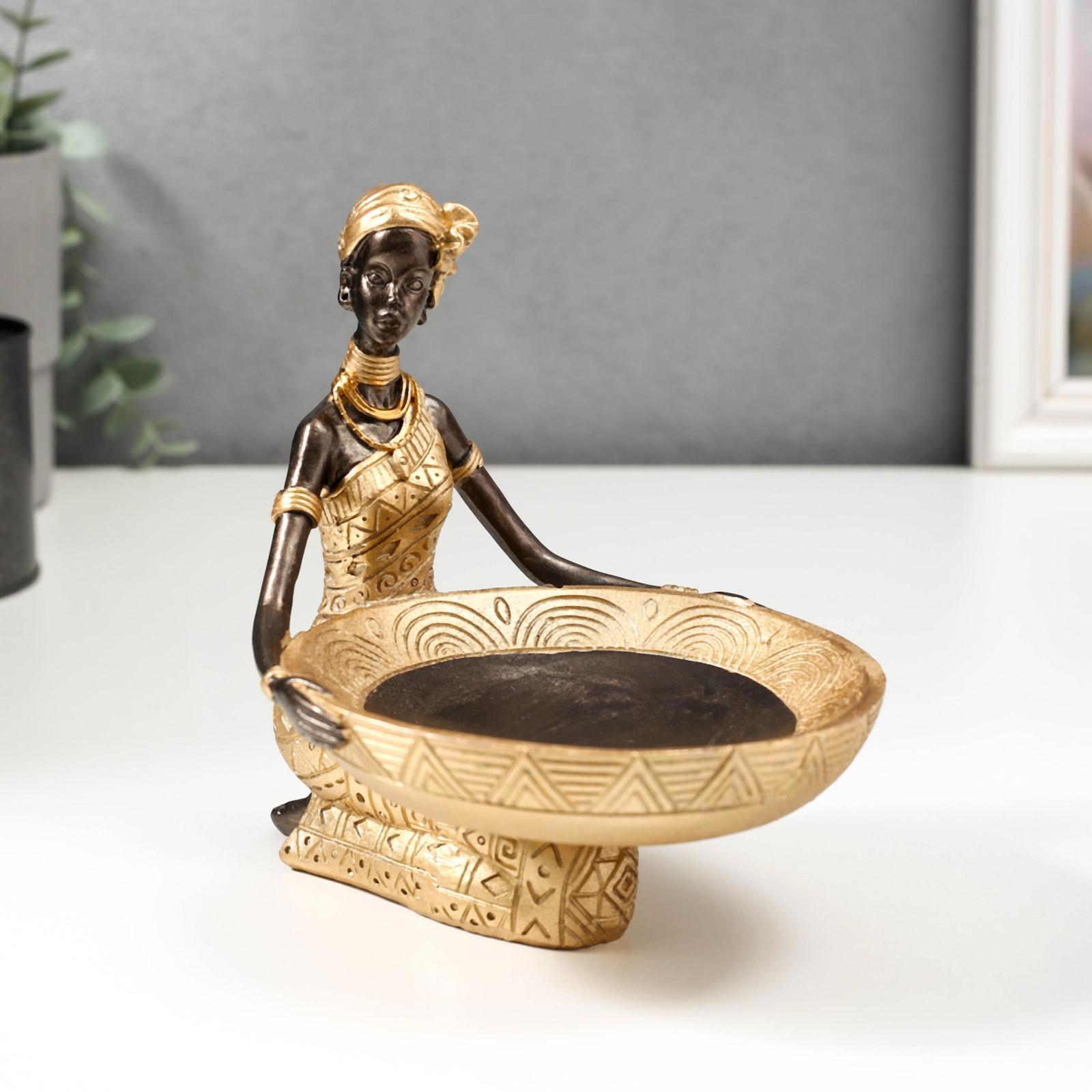 Изображение товара Подставка интерьерная Африканка с блюдом 15x15.5x12.3 см