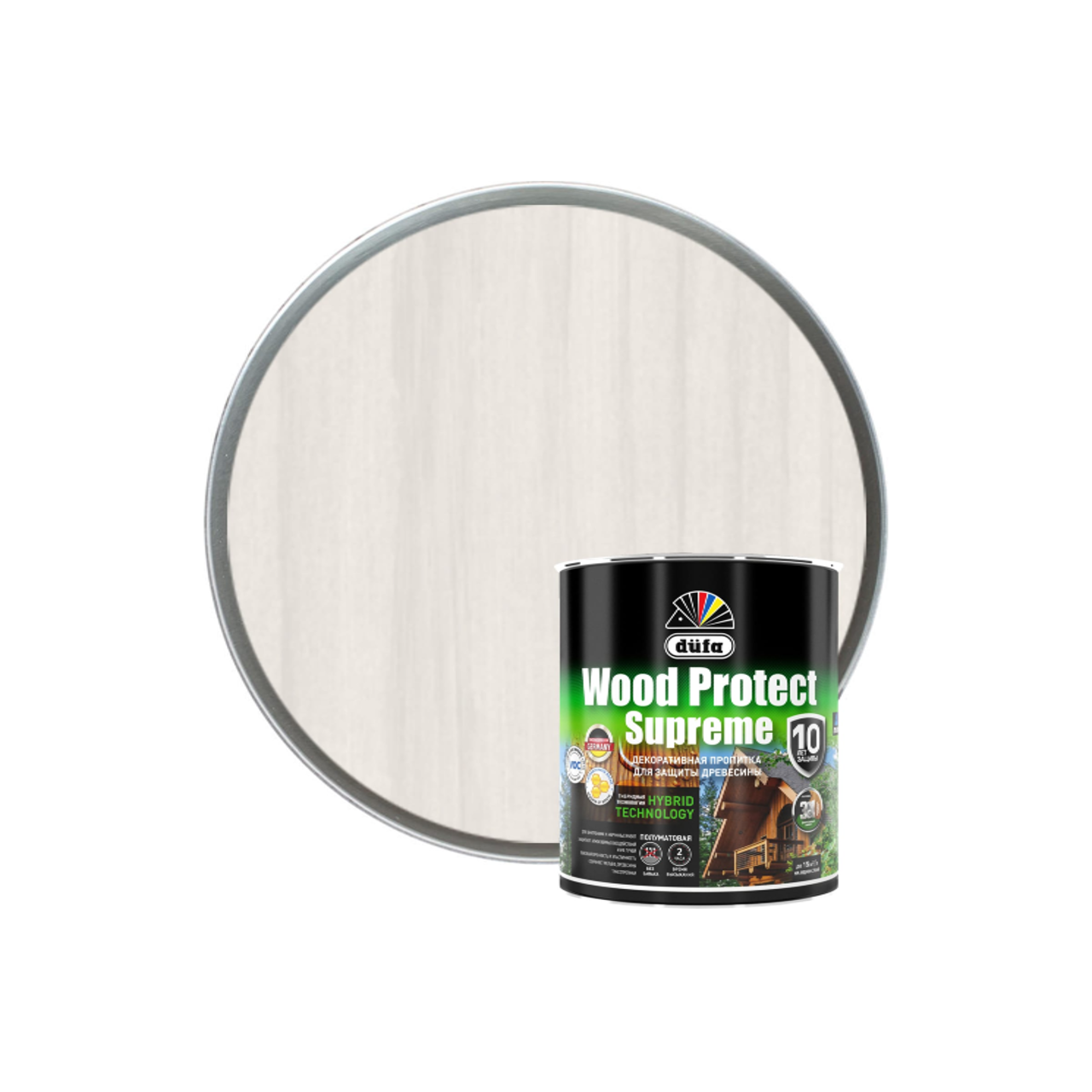 Изображение товара Высокопрочная пропитка по дереву Dufa Wood Protection Supreme белый 0.75 л Изображение товара Высокопрочная пропитка по дереву Dufa Wood Protection Supreme белый 0.75 л