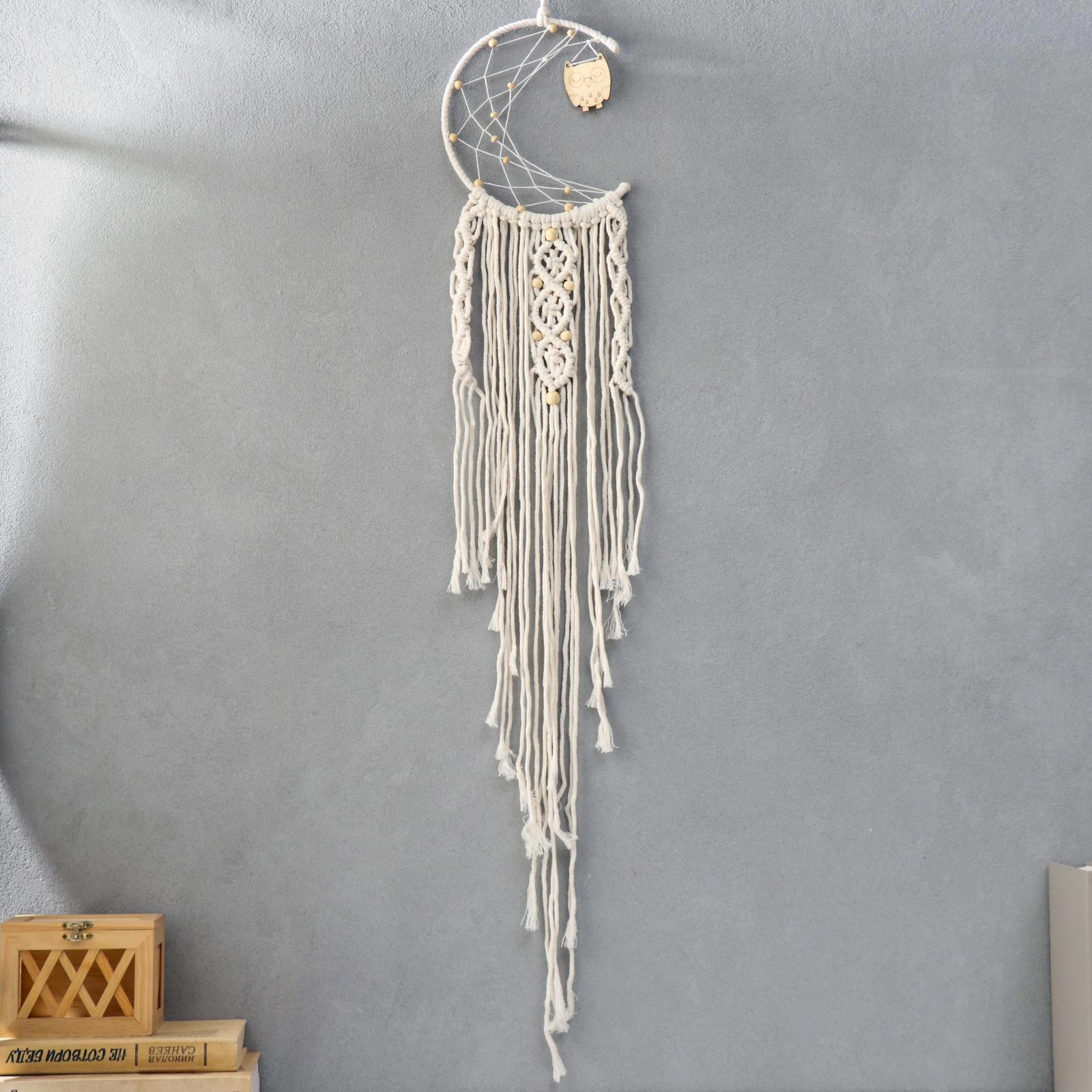 Изображение товара Панно ловец снов "Макраме - Месяц и совёнок" 94x20 см