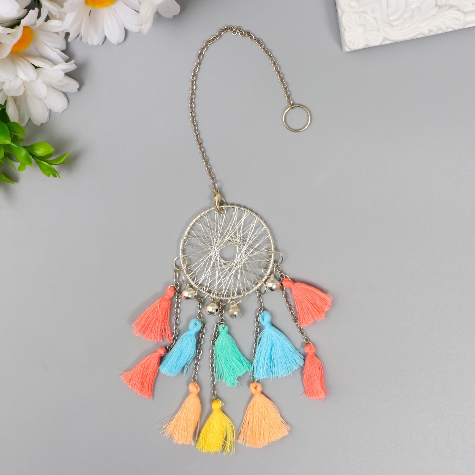 Изображение товара Панно ловец снов "Паутина и кисточки" d-5 см 13x5 см