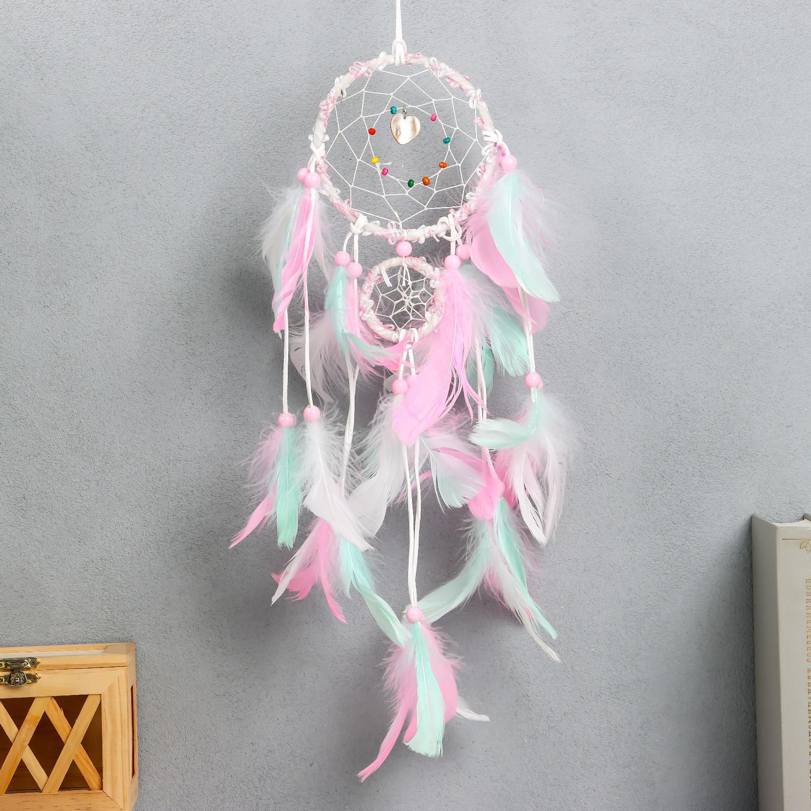 Изображение товара Панно ловец снов "Паутинка с пёрышками пастельных тонов"