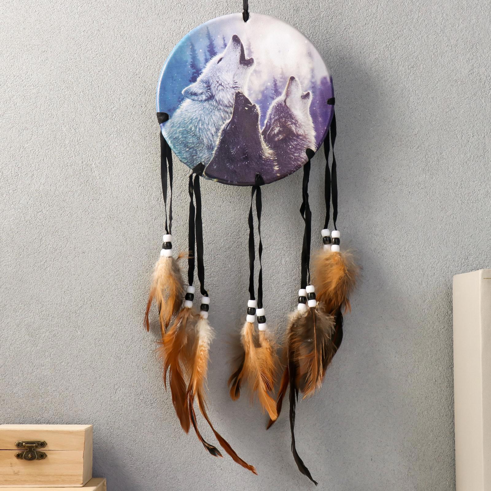 Изображение товара Панно ловец снов "Зовущая стая" круг d-16 см