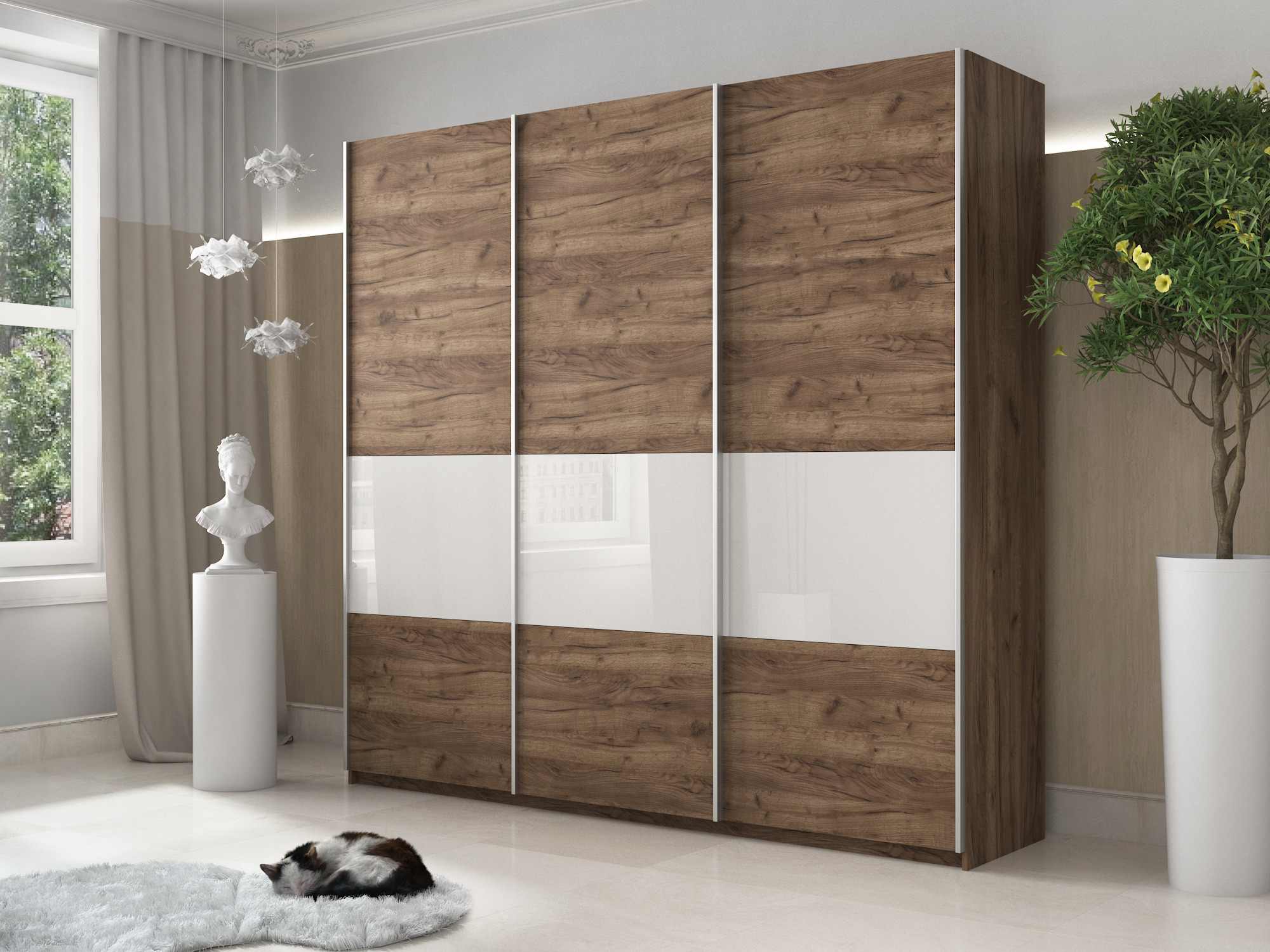 Изображение товара Шкаф-купе Мебельная Компания Е1 3-дверный 230x240 см крафтовый дуб