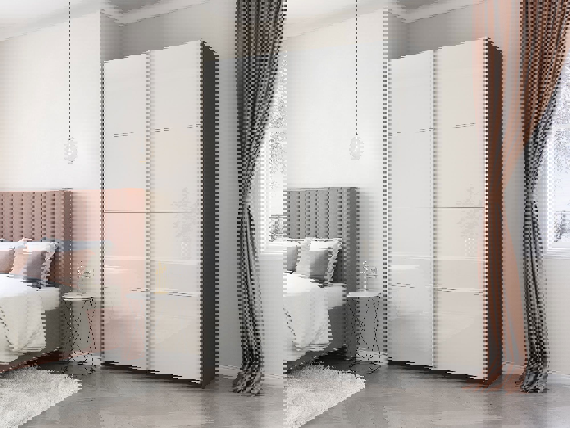 Изображение товара Шкаф-купе Мебельная Компания Е1 серия Прайм 2 дверный 160x230x57 см белый глянец